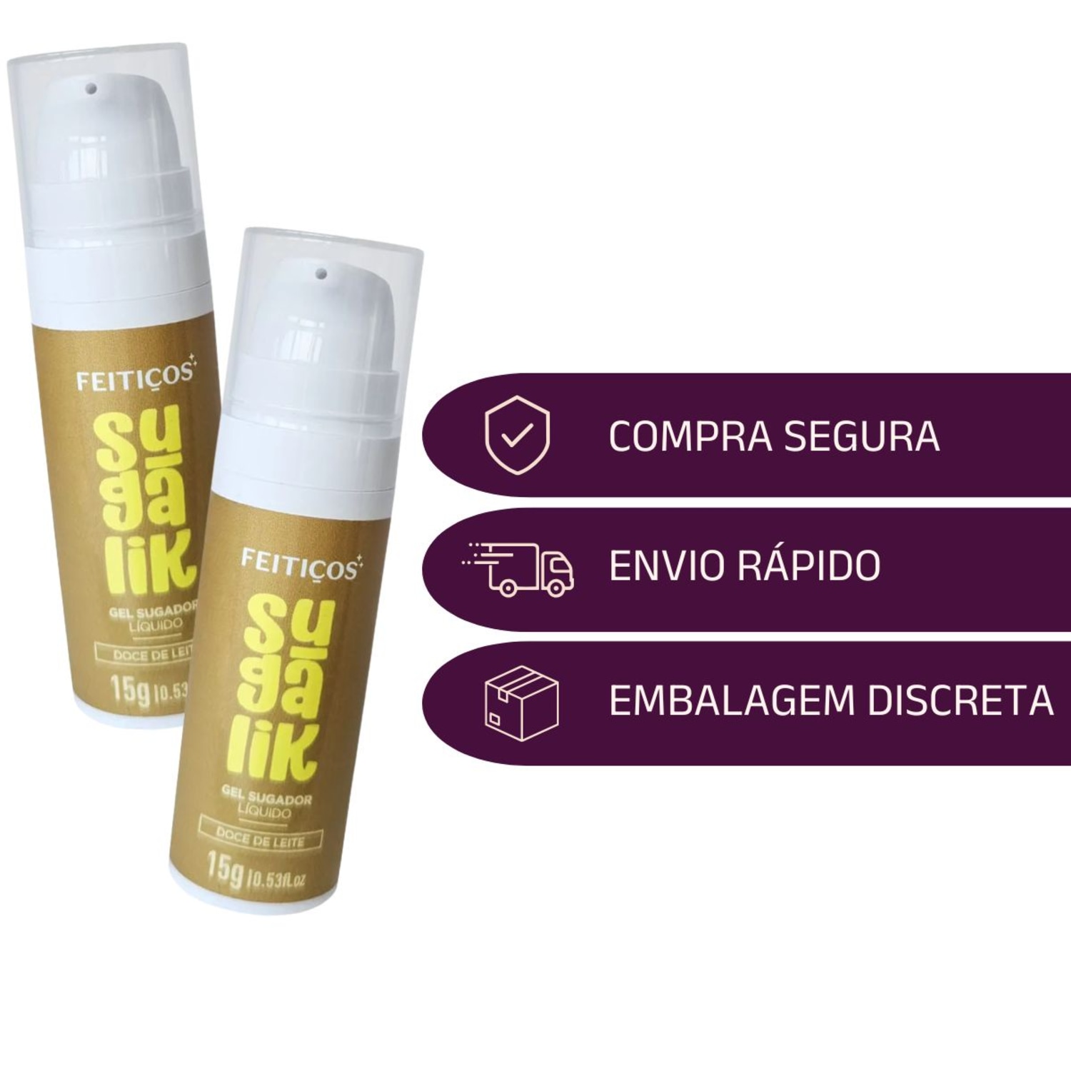 Sugalik Gel Sugador Liquido Beijavel Sabor Doce de Leite Potencializa Sensação 15g