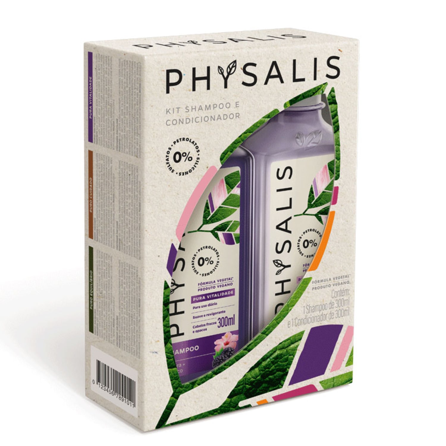 Kit Shampoo + Condicionador (300ml) Vegano Physalis - Pura Vitalidade