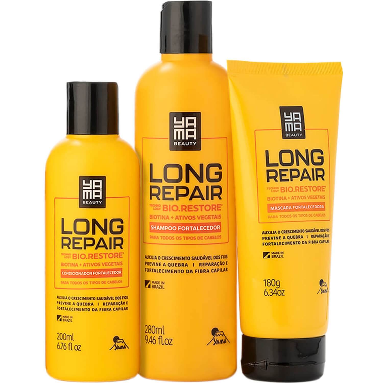 Yamá Long Repair - Kit Fortalecedor Biotina Trio (3 Produtos)