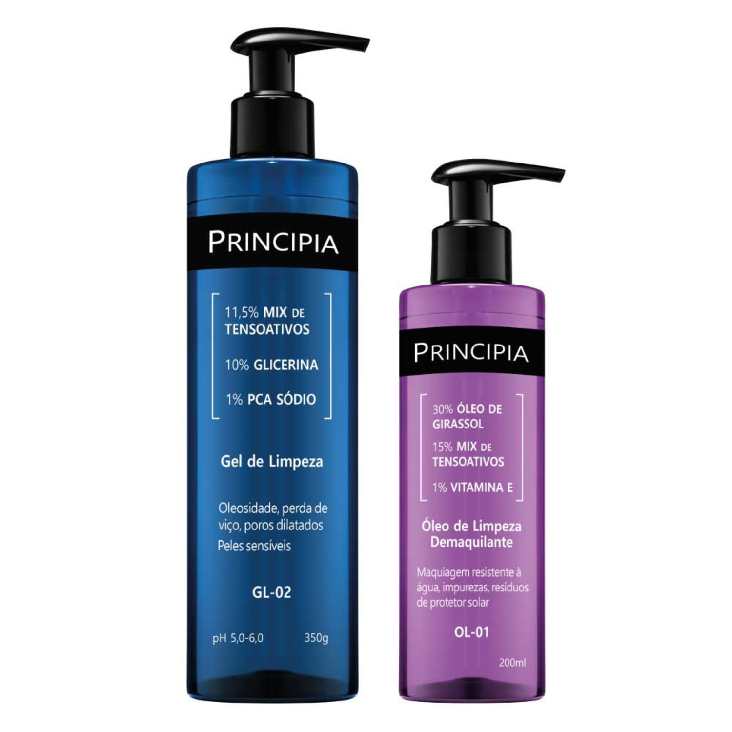 Principia Kit Limpeza Profunda Todos os tipos de pele Gel de limpeza GL-02 + Oleo de Limpeza OL-01