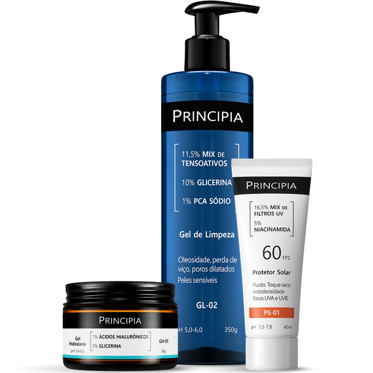Kit Principia Rotina Essencial GH-01 + PS-01 + GL-02 (3 Produtos)
