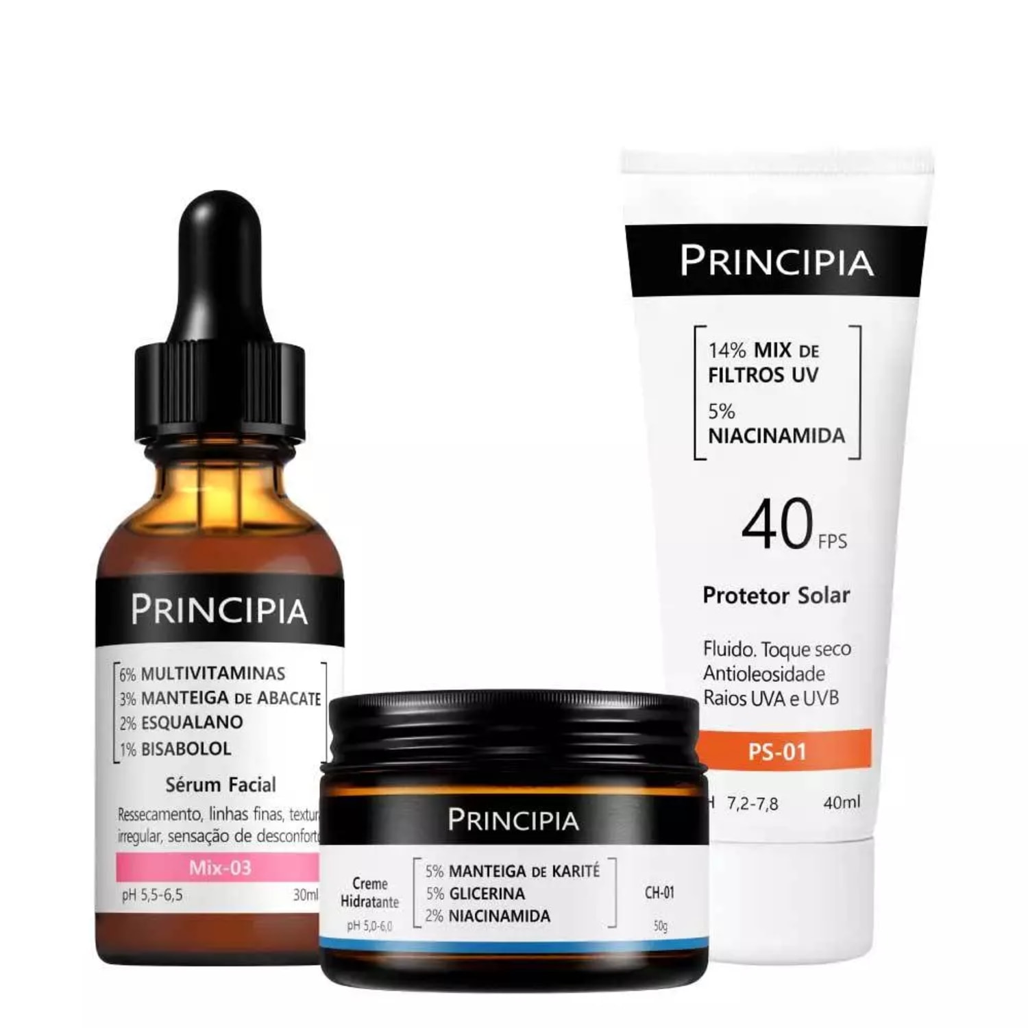 Kit Principia Skincare Básico FPS 40 (3 Produtos)