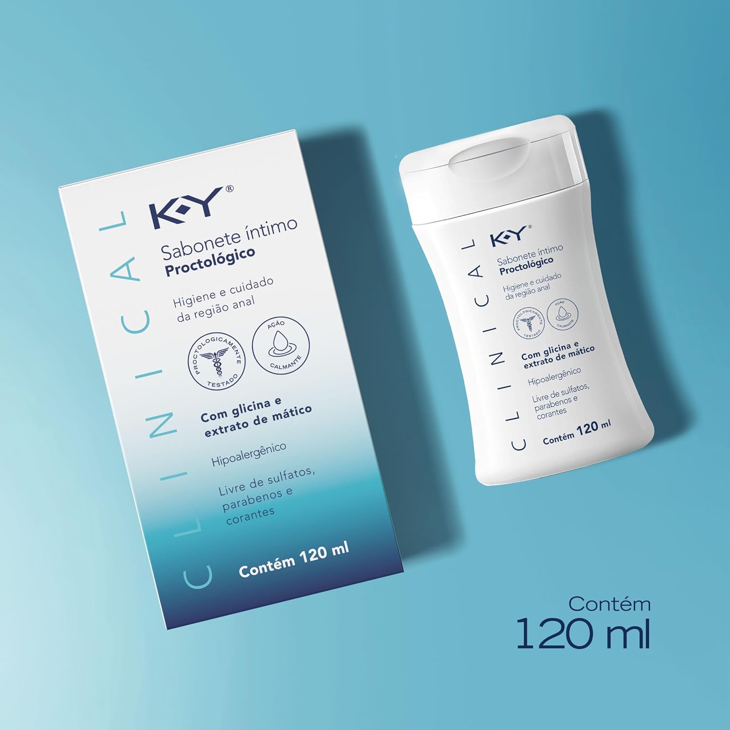 K‑Y Clinical Sabonete Íntimo Proctológico 120 ml – Higiene Suave da Região Anal, Alívio de Coceiras, Regene