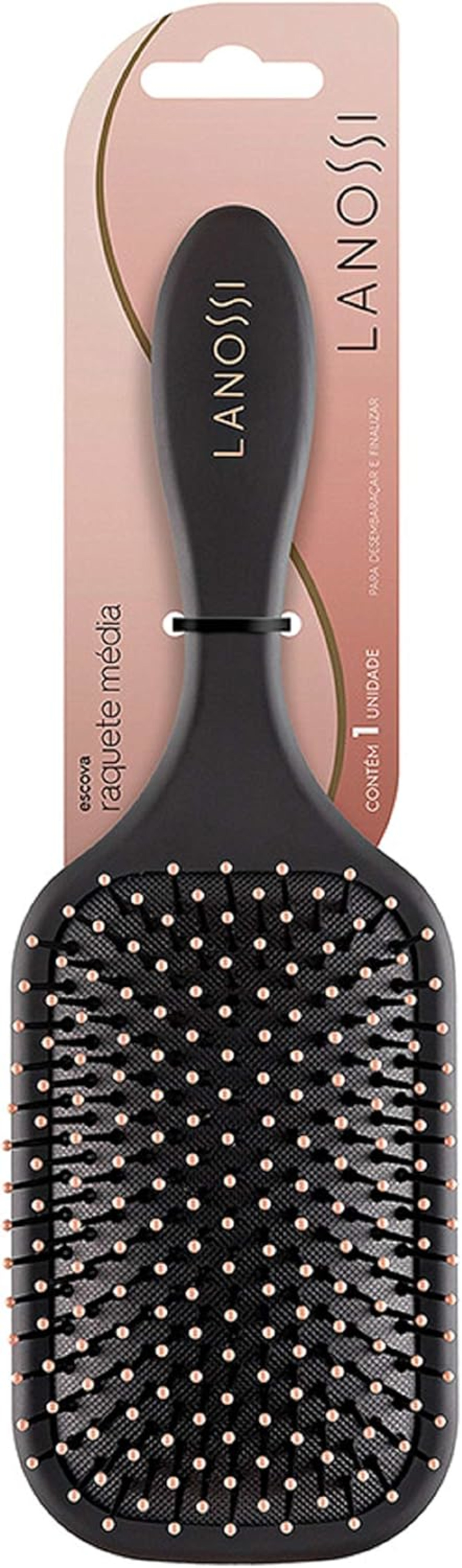 Escova de Cabelo Raquete Quadrada Soft Lanossi Beauty & Care para Desembaraço Suave e Uso Diário