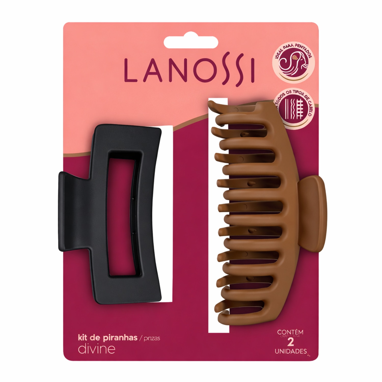 Kit Piranhas de Cabelo Divine Lanossi – Fixação Segura, Acessório Versátil para Penteados, Uso Diário