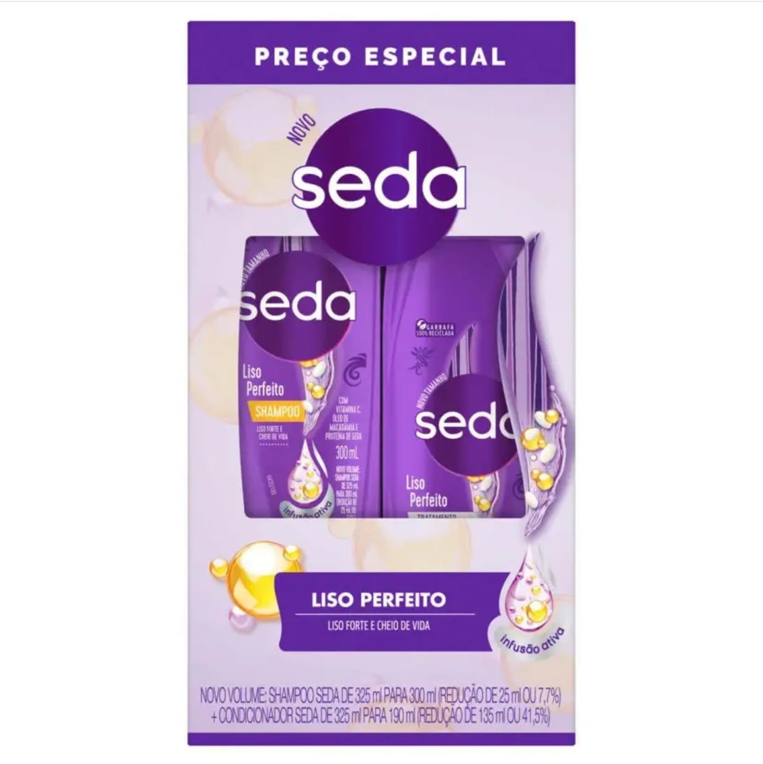 Kit Seda Liso Perfeito Shampoo 300ml + Condicionador 190ml