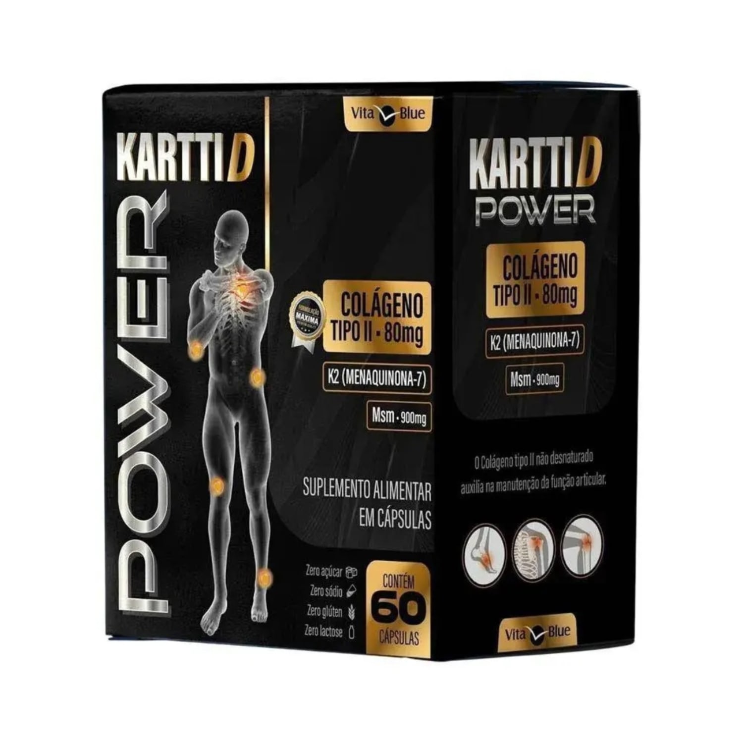Vita Blue Kartti D Power Colágeno Tipo II 80mg - 60 Cápsulas