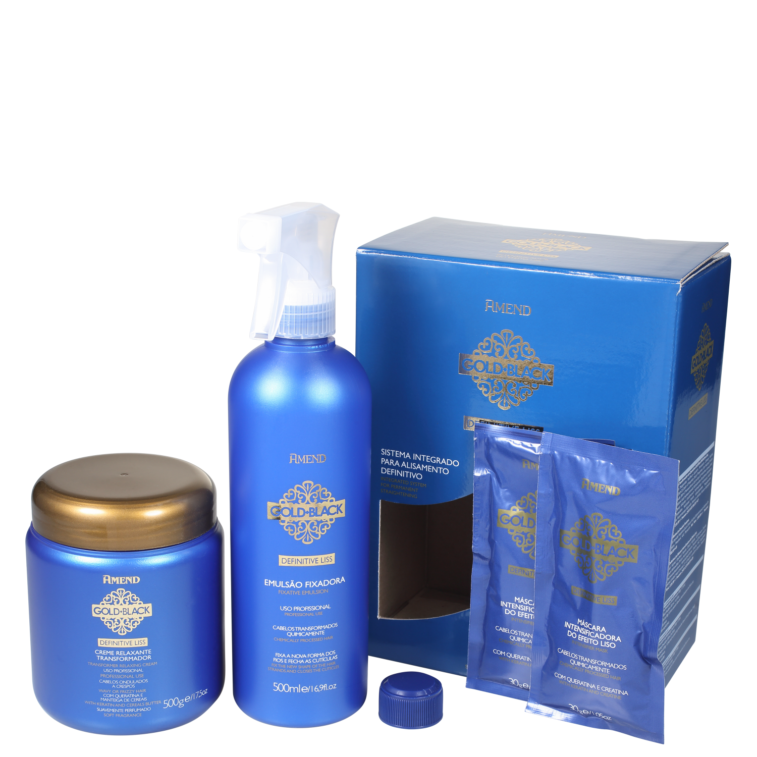 Kit Amend Gold Black Definitive Liss Alisamento (3 Produtos)