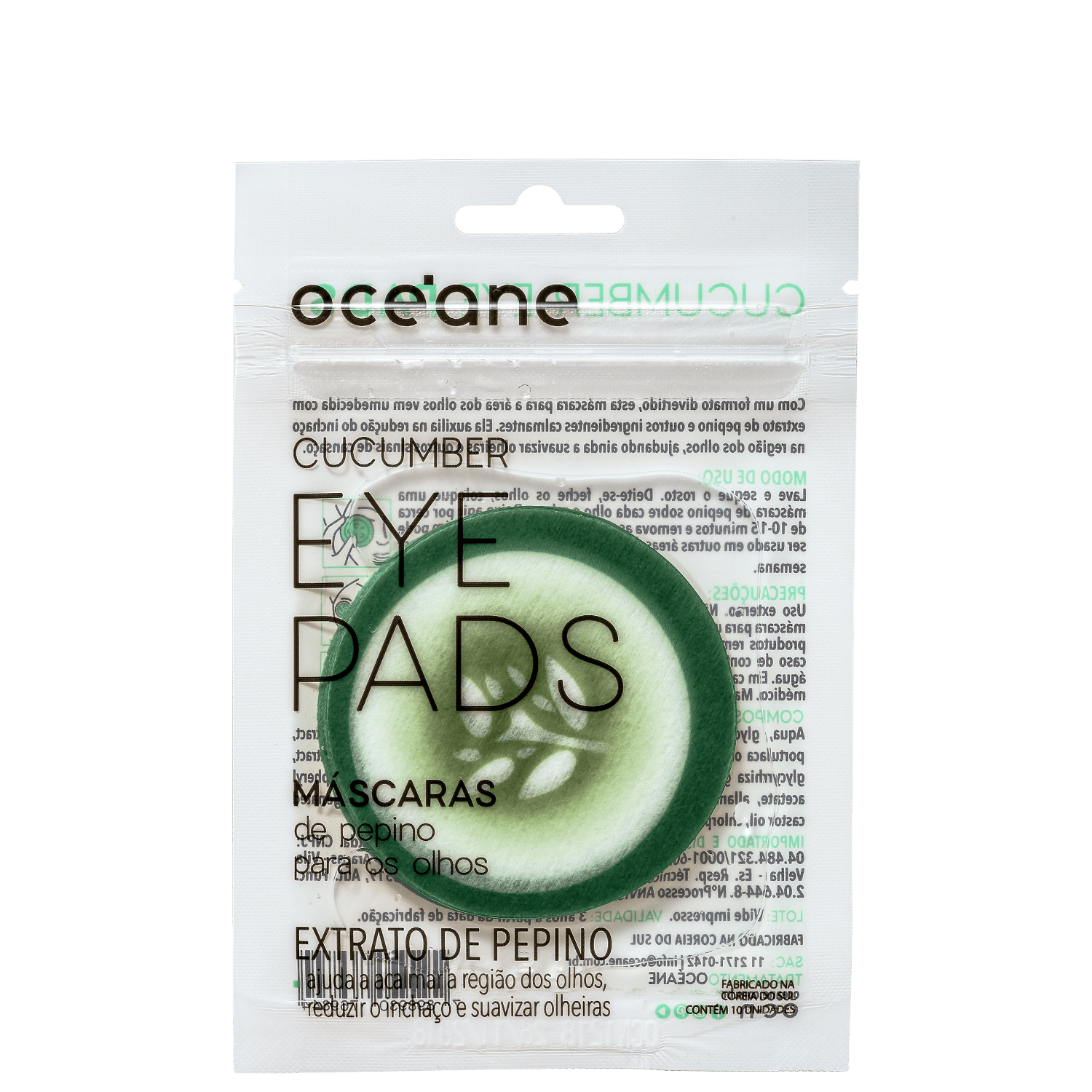 Océane Cucumber Eye Pads - Máscara para Área dos Olhos (10 Unidades)