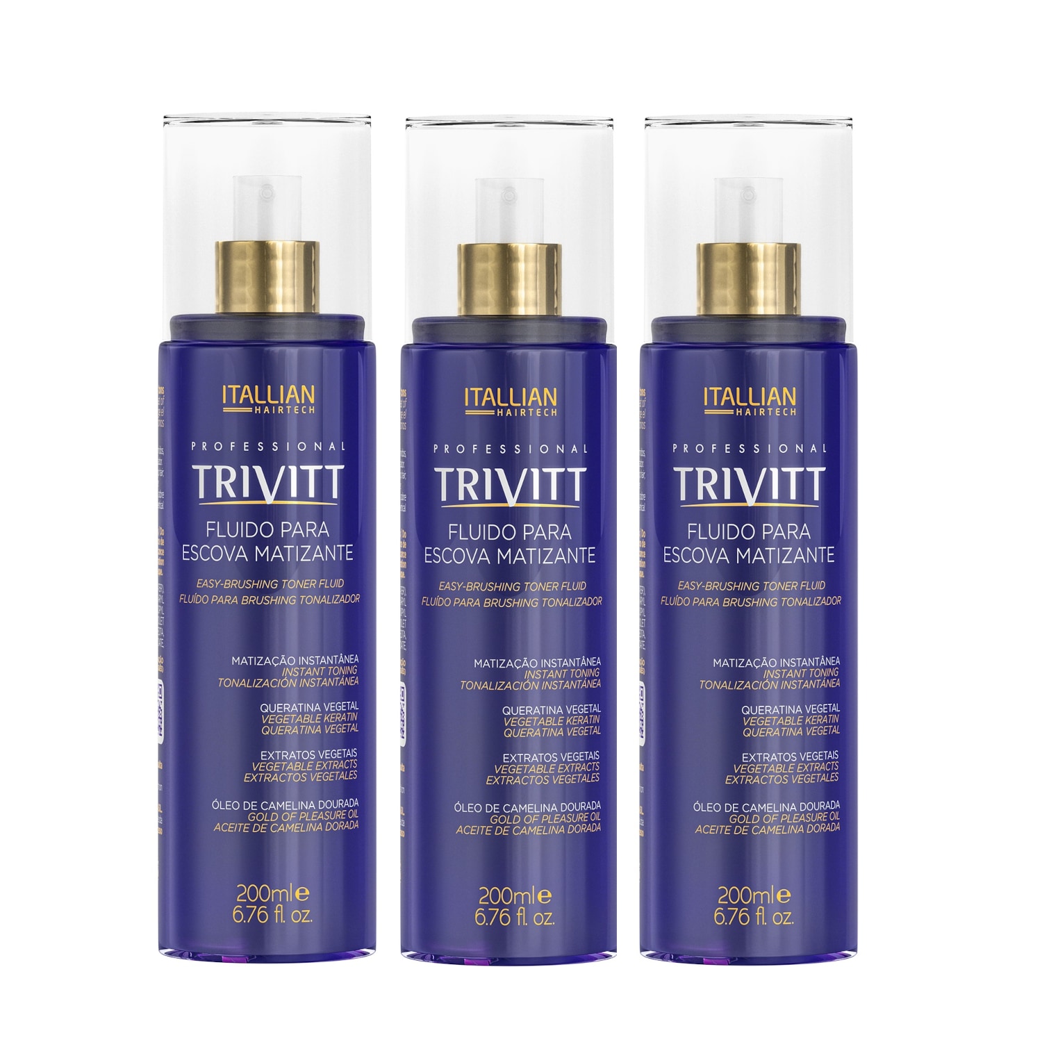 Kit Itallian Hairtech Trivitt Matizante - Fluido para Escova (3 Unidades)