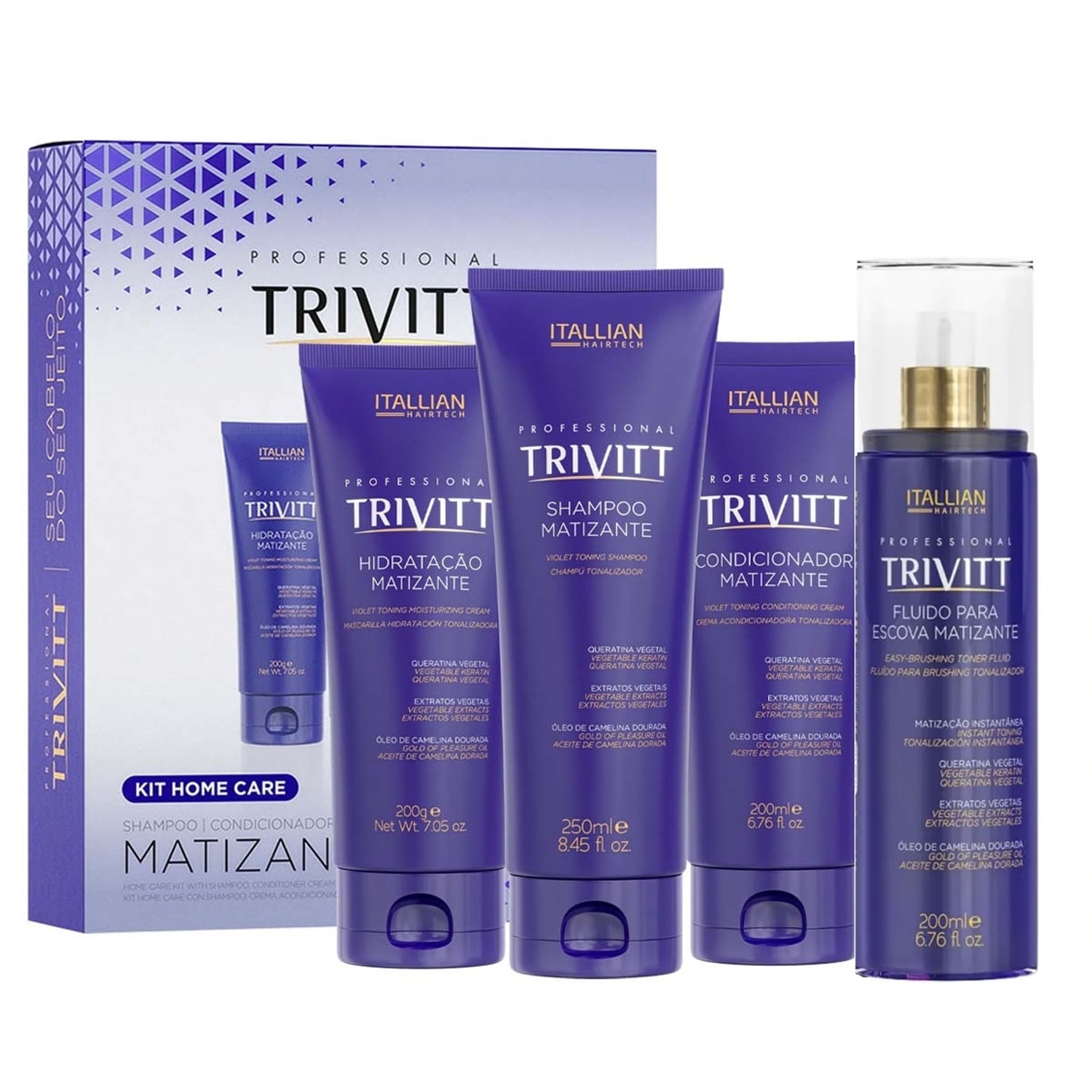Kit Itallian Hairtech Trivitt Hidratação Matizante (4 Produtos)