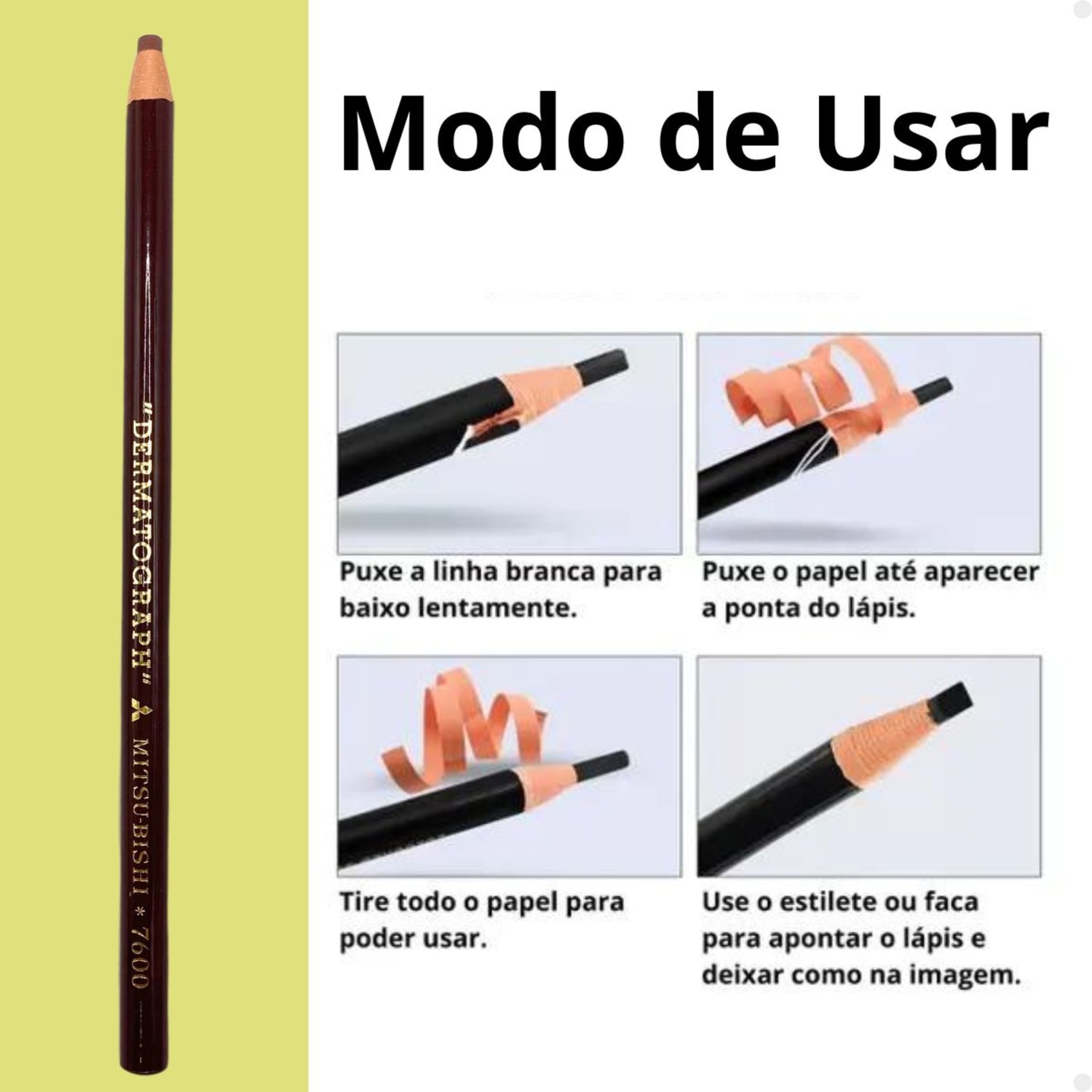 Kit Mitsubishi: 6 Lápis Dermatografico Marrom 7600