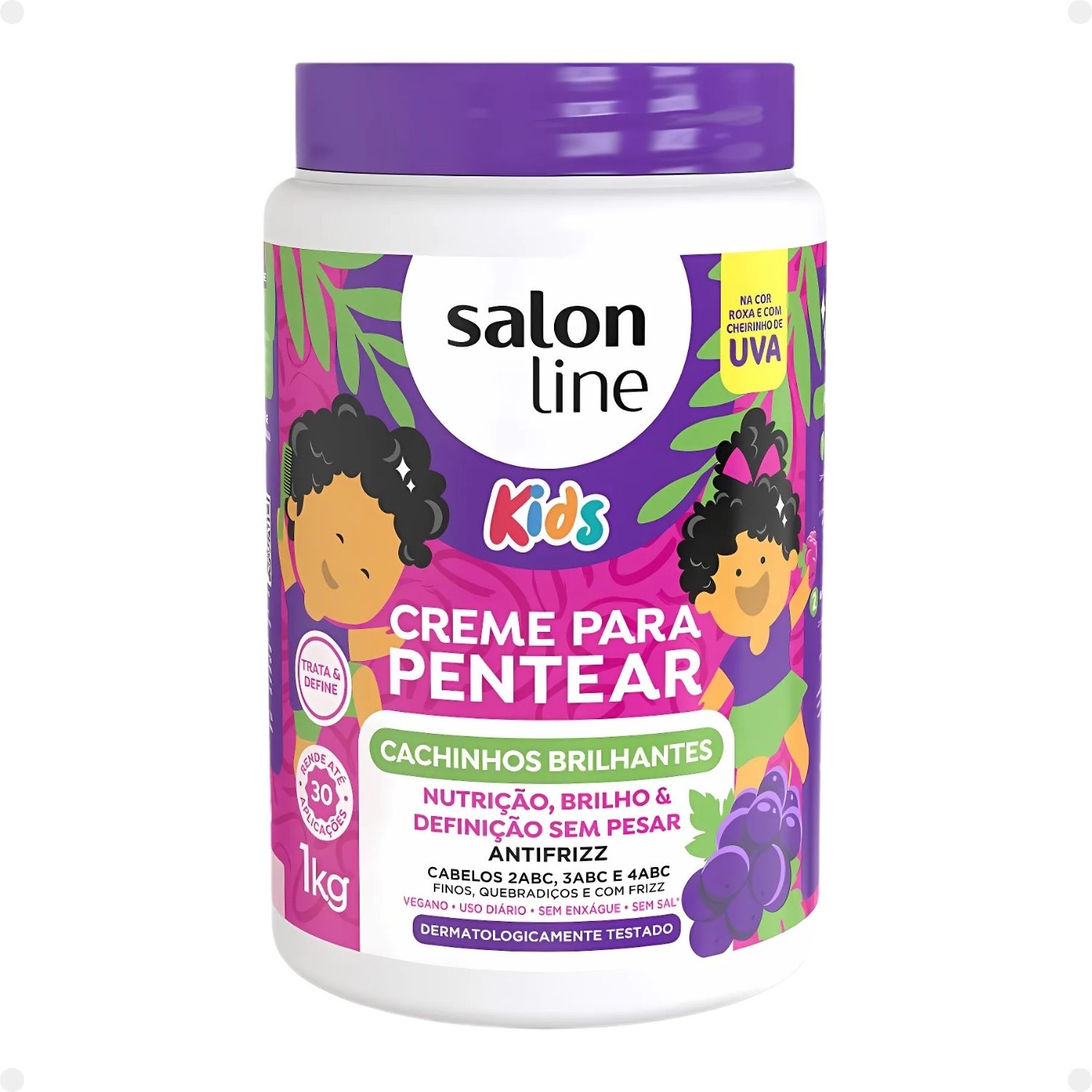 Kit Salon Line Kids: Shampoo e Condicionador + Creme para Pentear 1kg Uva