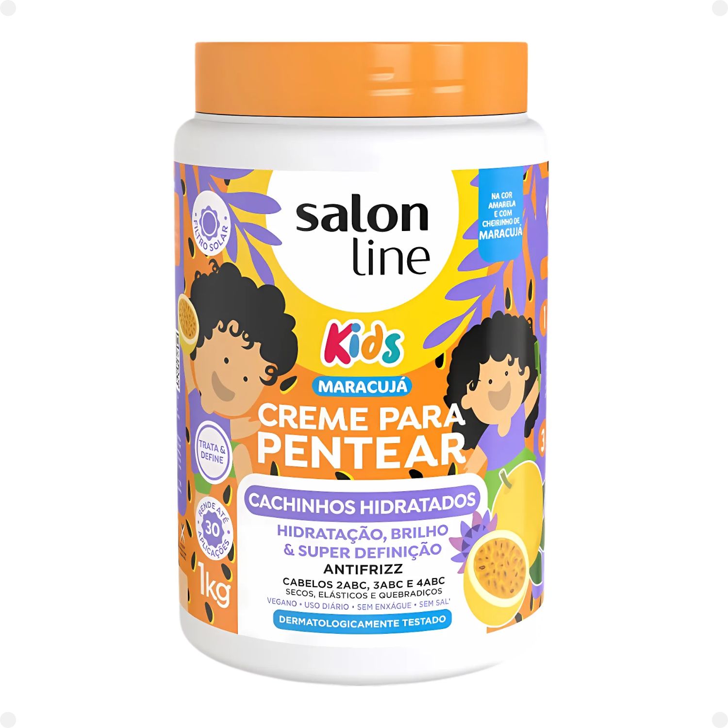 Kit Salon Line Kids: Shampoo e Condicionador + Creme para Pentear 1kg e Gelatina Hidratante Maracujá