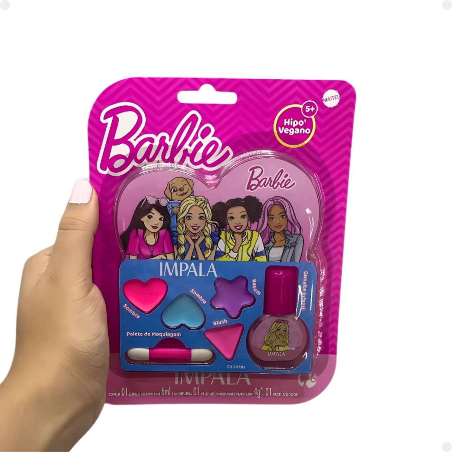 Kit Impala Barbie:1 Esmalte e Paleta de Maquiagem Infantil