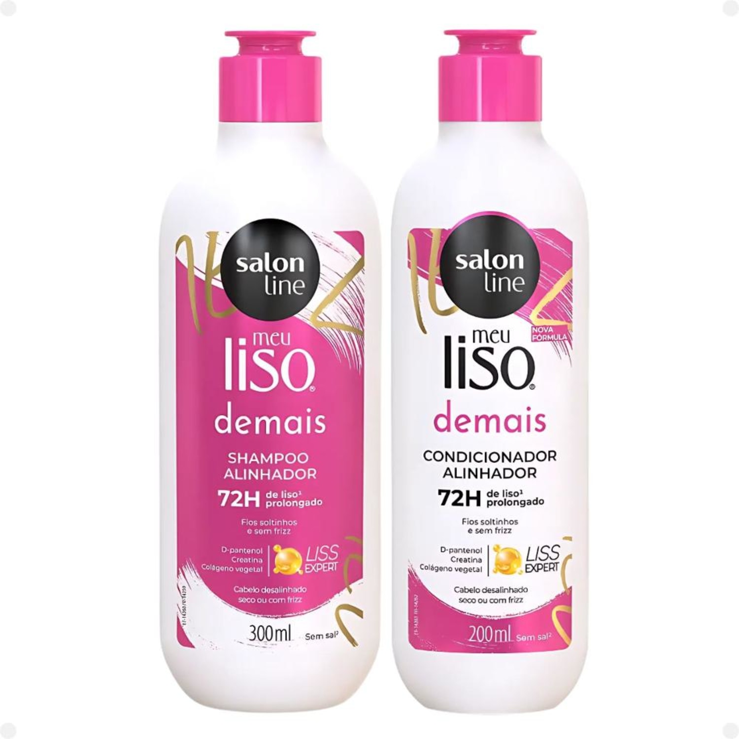 Kit Salon Line Meu Liso Demais Alinhador: Shampoo 300ml e Condicionador 200ml + Creme de Tratamento 300g e Spray Defrizante Desembaraçante 240ml