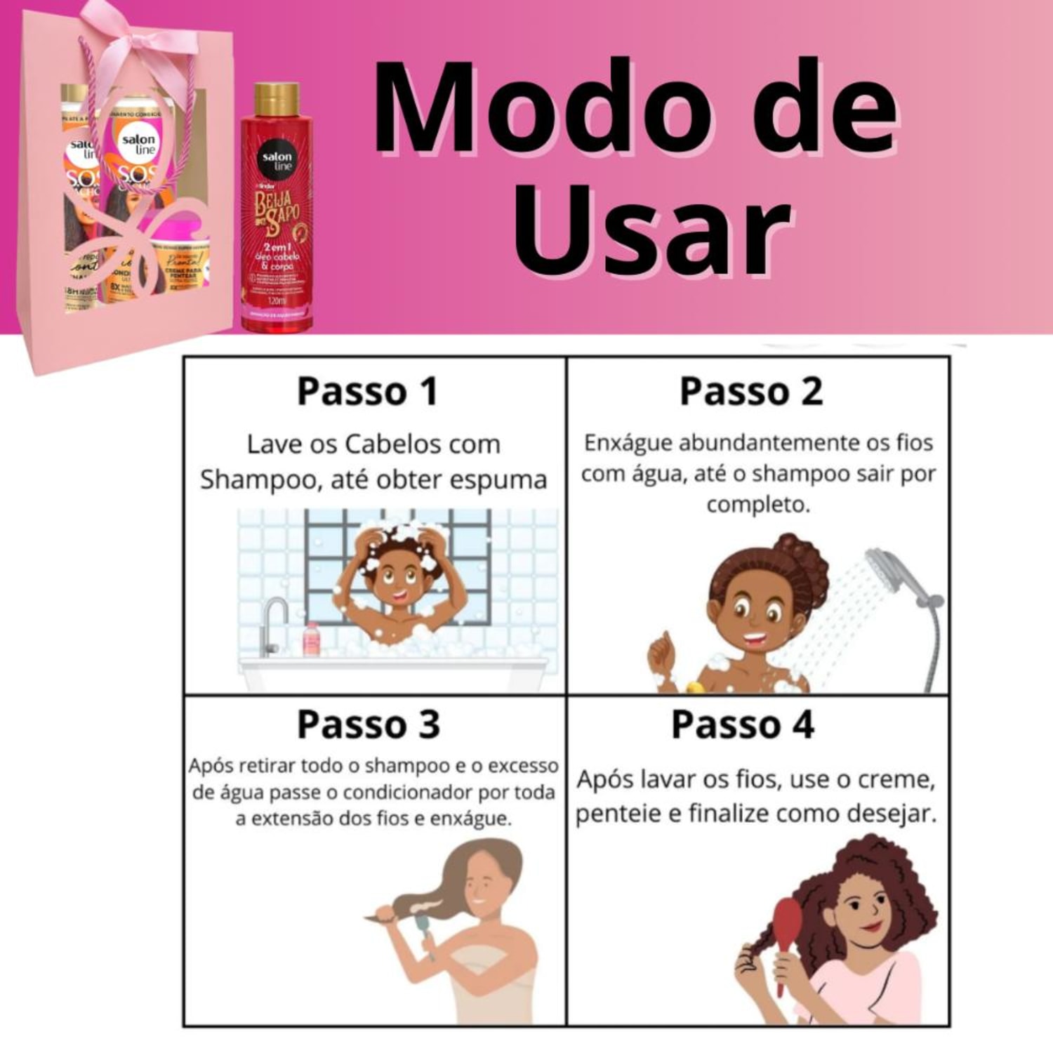 Kit Presente Salon Line De Repente Pronta!: Shampoo, Condicionador e Creme Pentear + Mimo Exclusivo