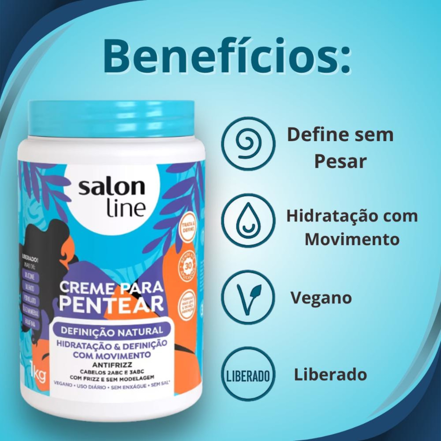 Kit Salon Line Definição Natural: 3 Creme Para Pentear 1kg