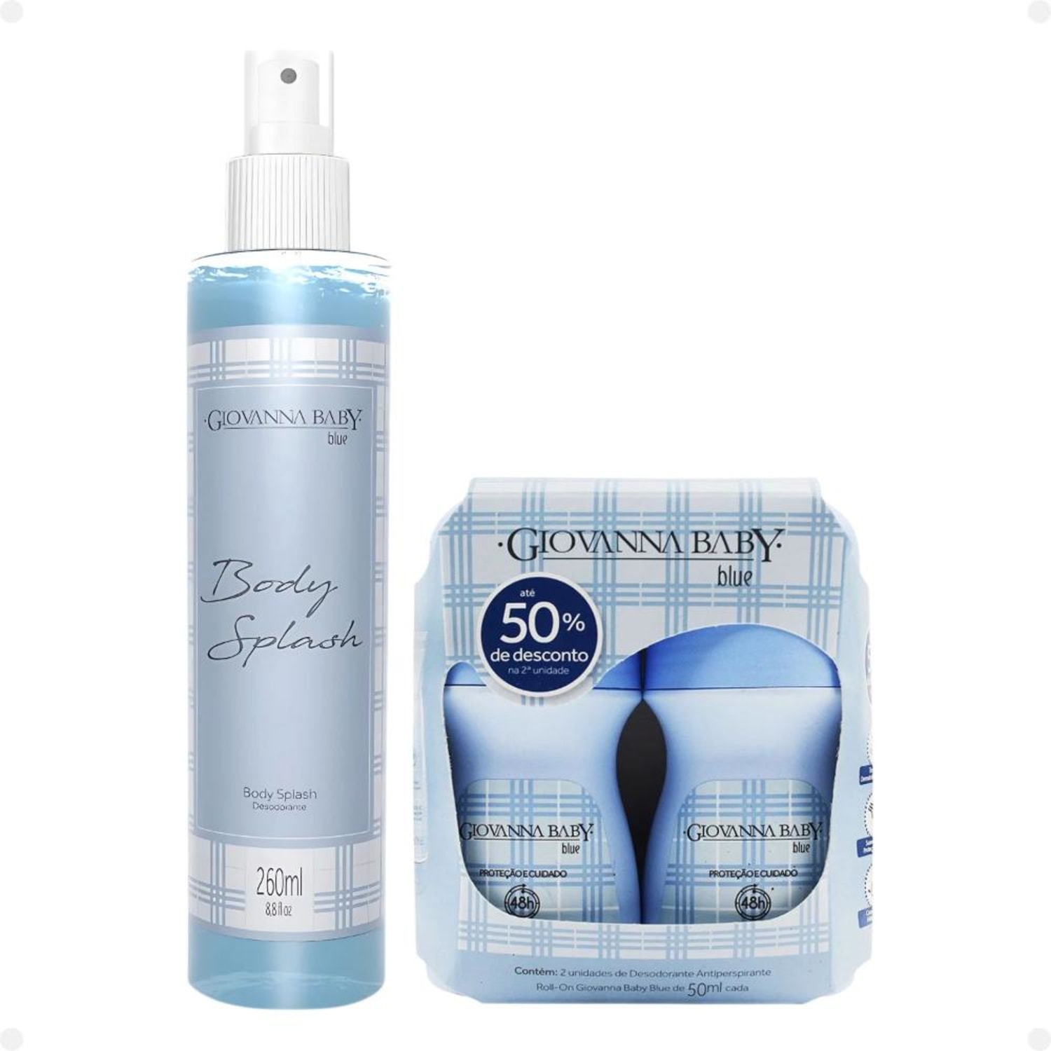 Kit Giovanna Baby Blue: 2 Desodorantes Roll-on e 1 Body Splach