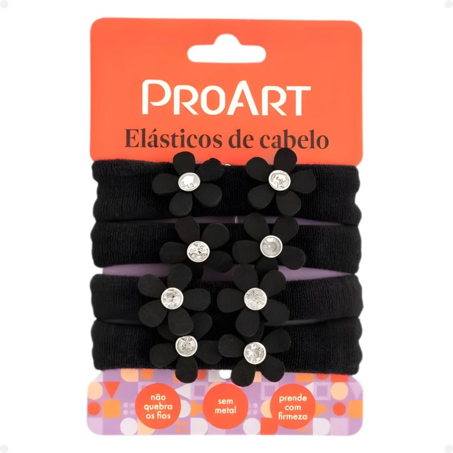 ProArt Flor Cor Preto Ec11b - Elásticos De Cabelo (4 Unidades)