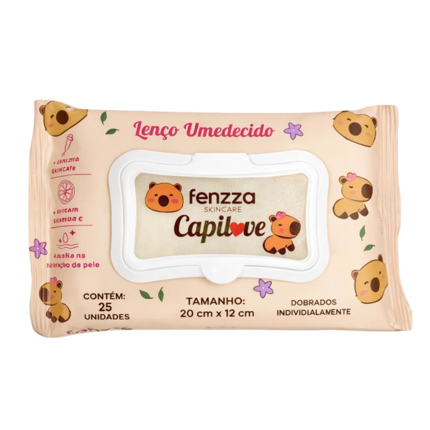 Lenço Umedecido Demaquilante Fenzza SkinCare Capilove Com 25 Unidades