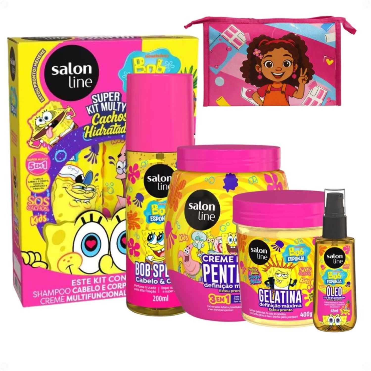 Kit Salon Line: Bob Esponja Sos Cachos Completo Com 6 + Mimo