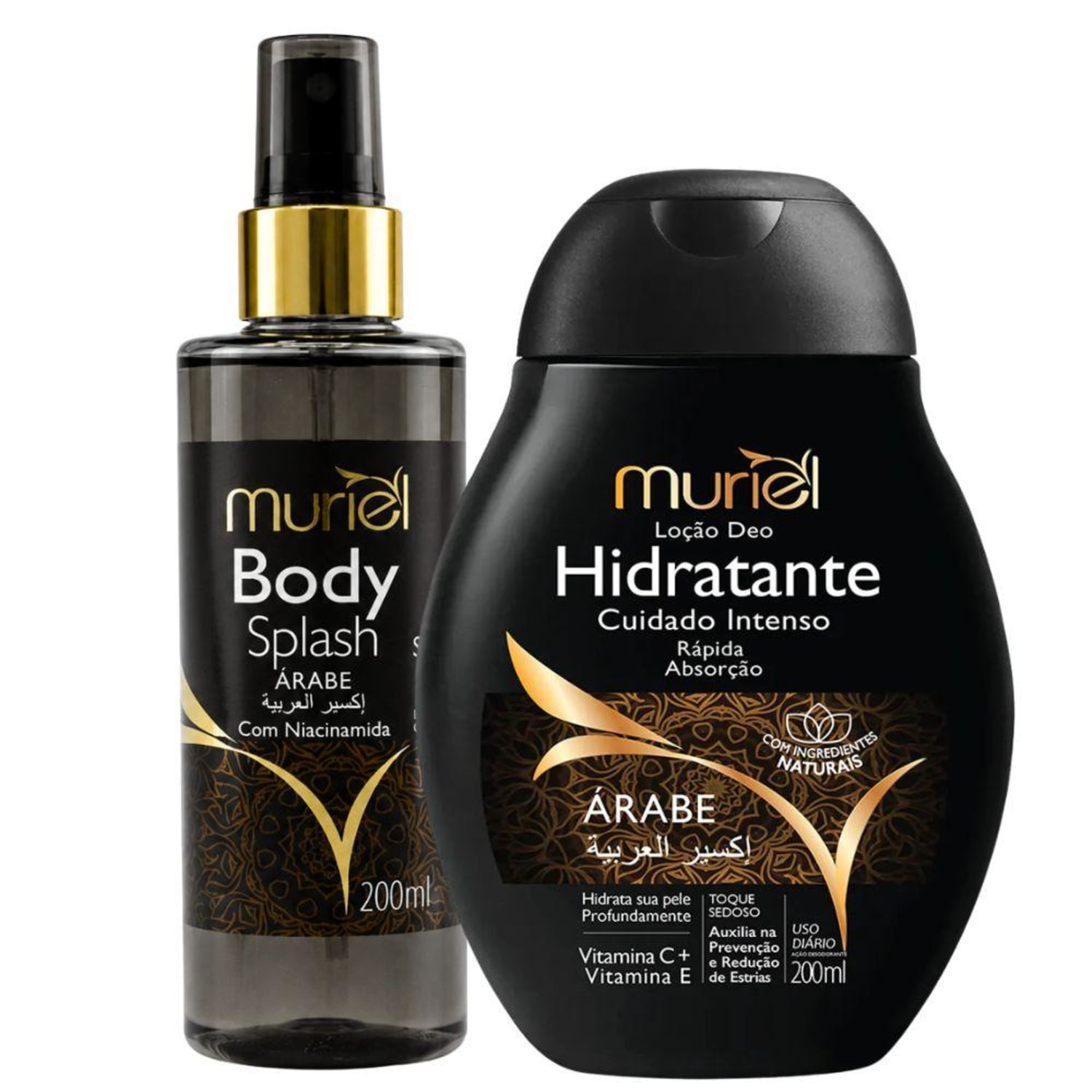Kit Muriel Árabe: Loção Hidratante Corporal e Body Splash Com Niacinamida 200ml