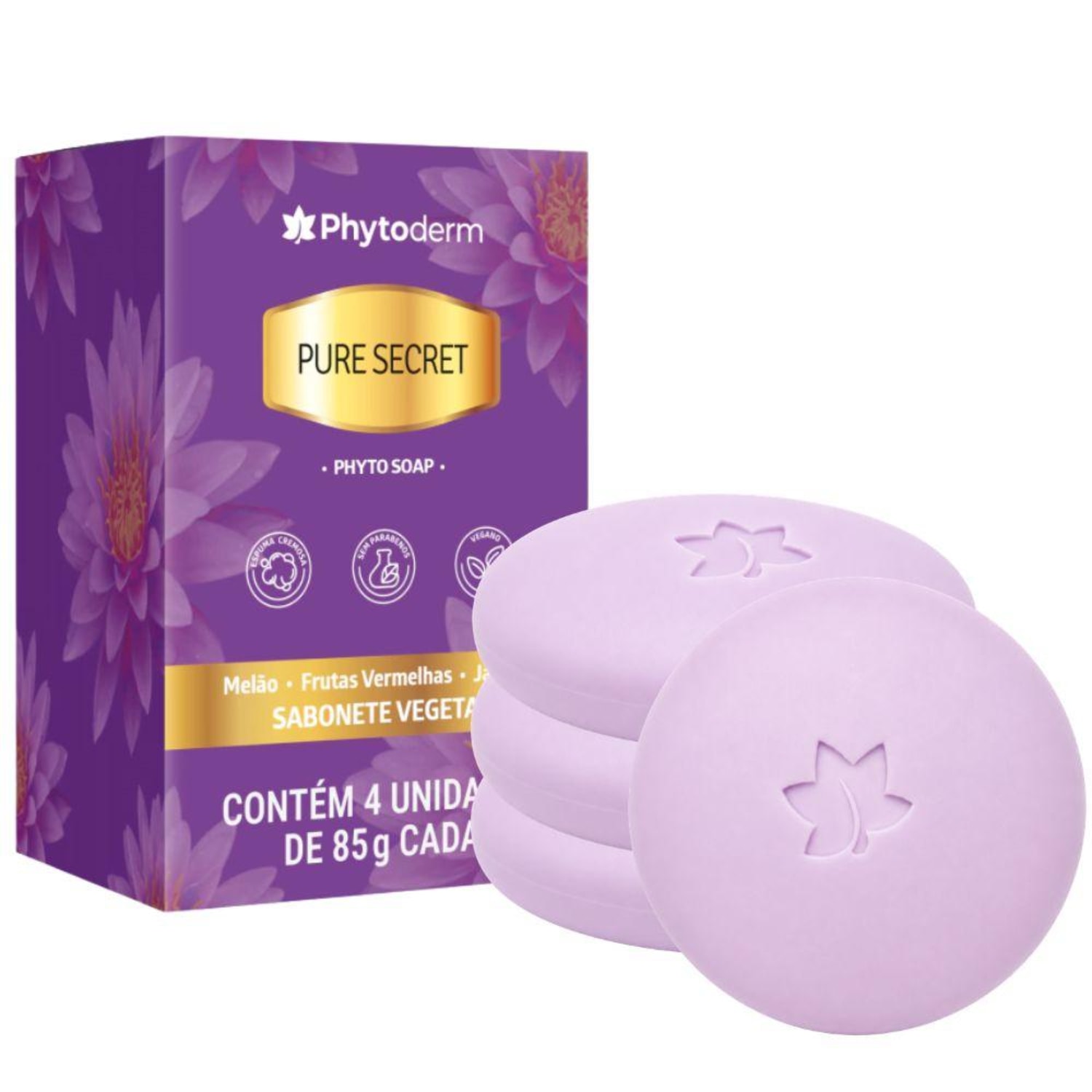 Kit Phytoderm Sabonete Vegetal Pure Secret 85g Com 4 Unidades