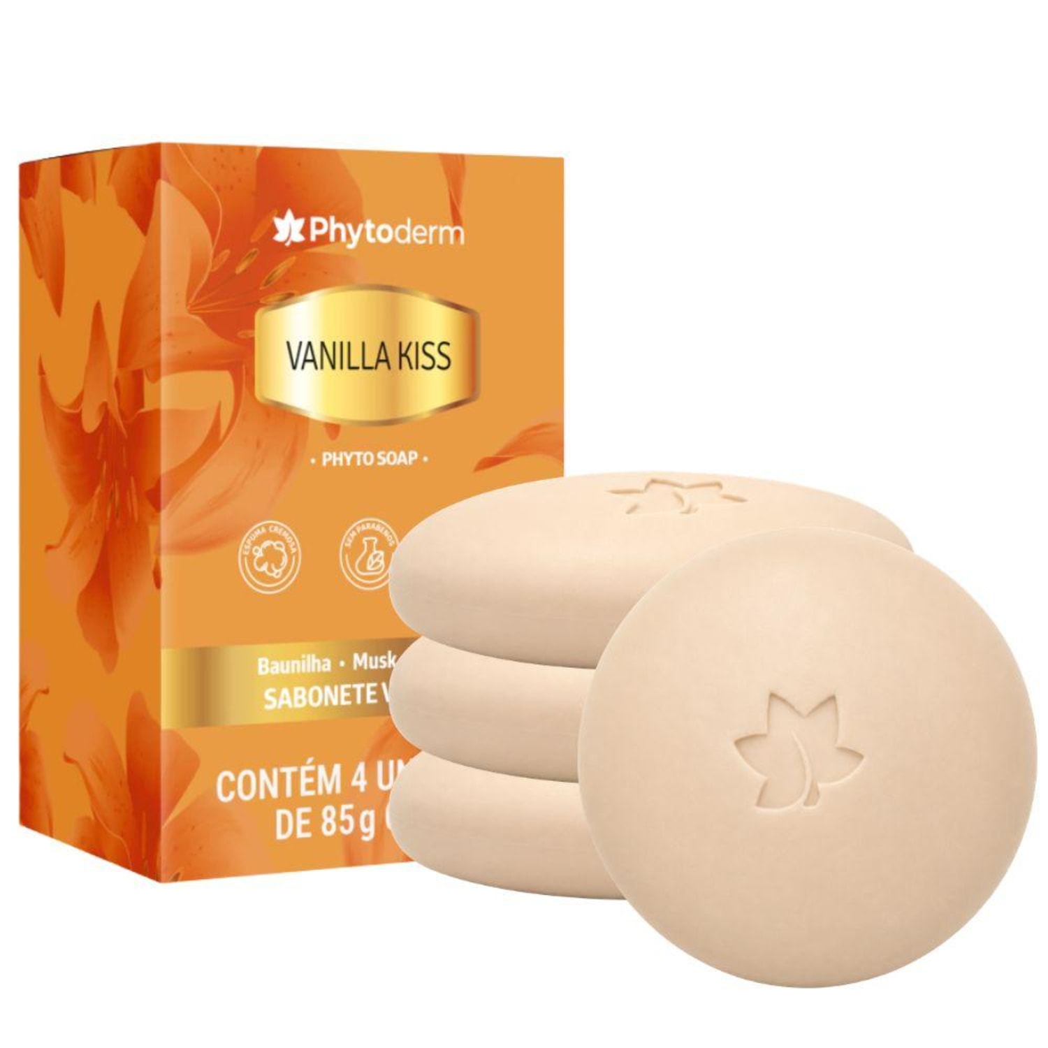 Kit Phytoderm Sabonete Vegetal Vanilla Kiss 85g Com 4 Unidades
