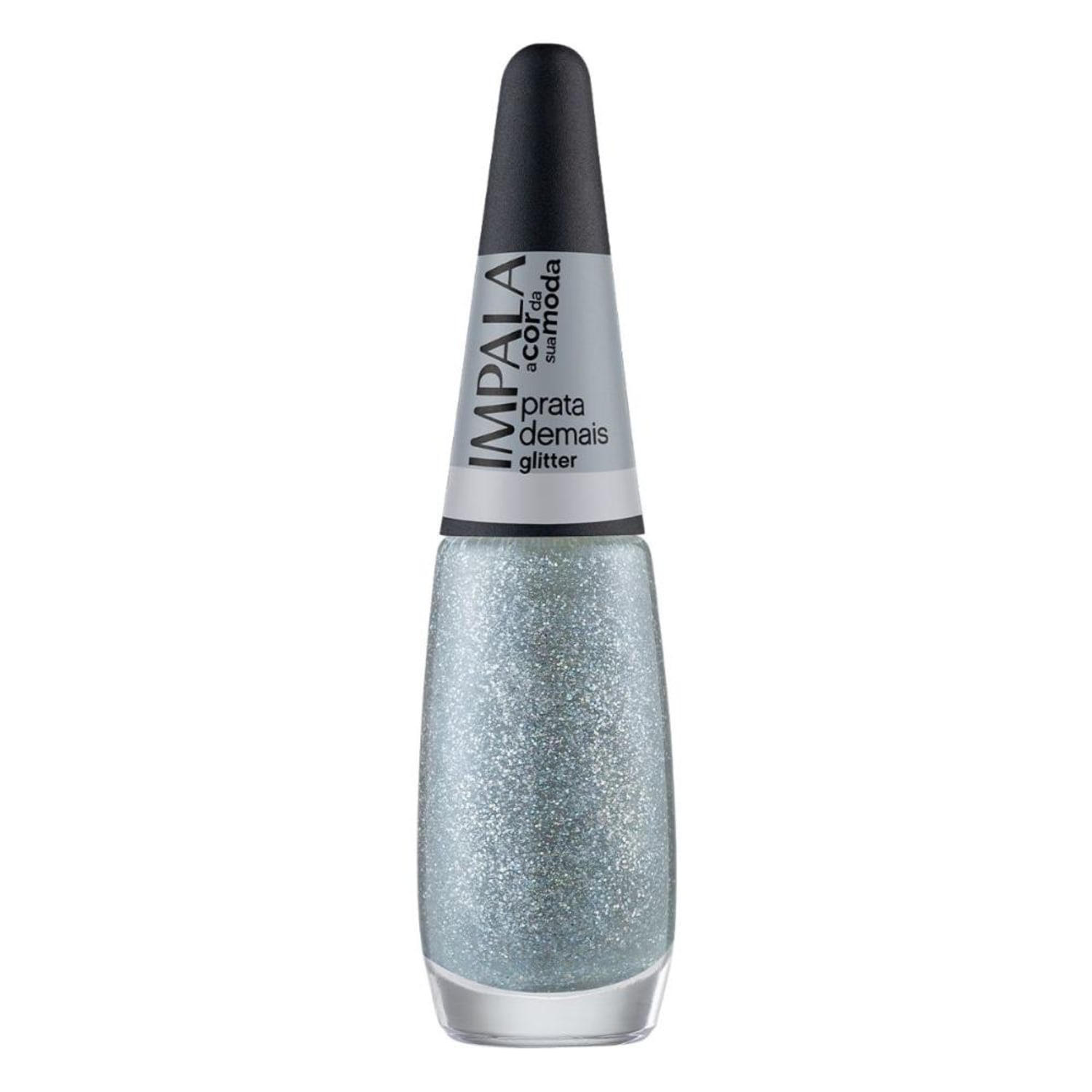 Esmalte Glitter Impala A Cor da Sua Moda Prata Demais 7,5ml