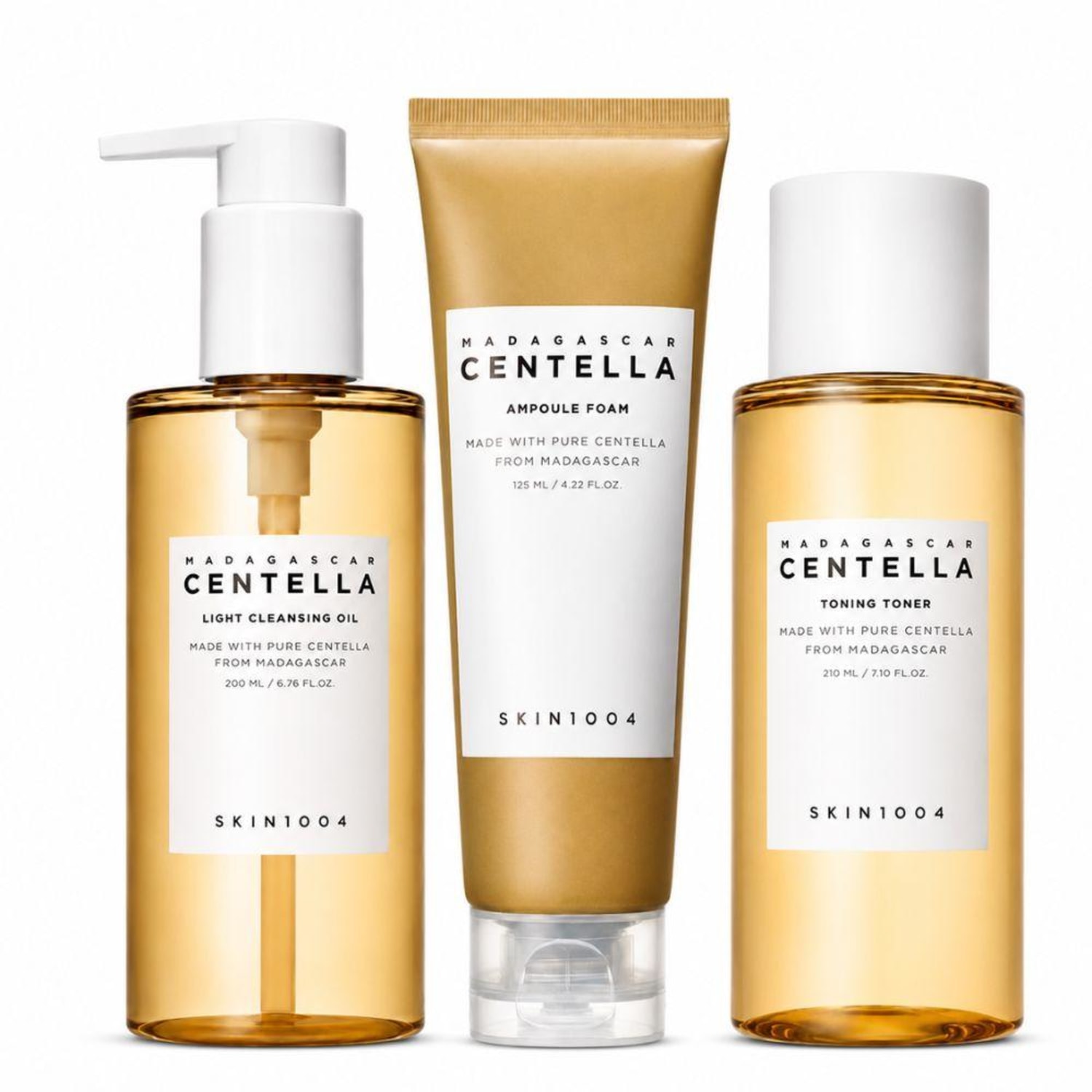 Kit Skin1004 Madagascar Centella: Cleansing Oil 200ml, Espuma de Limpeza 125ml e Tônico Facial 210ml