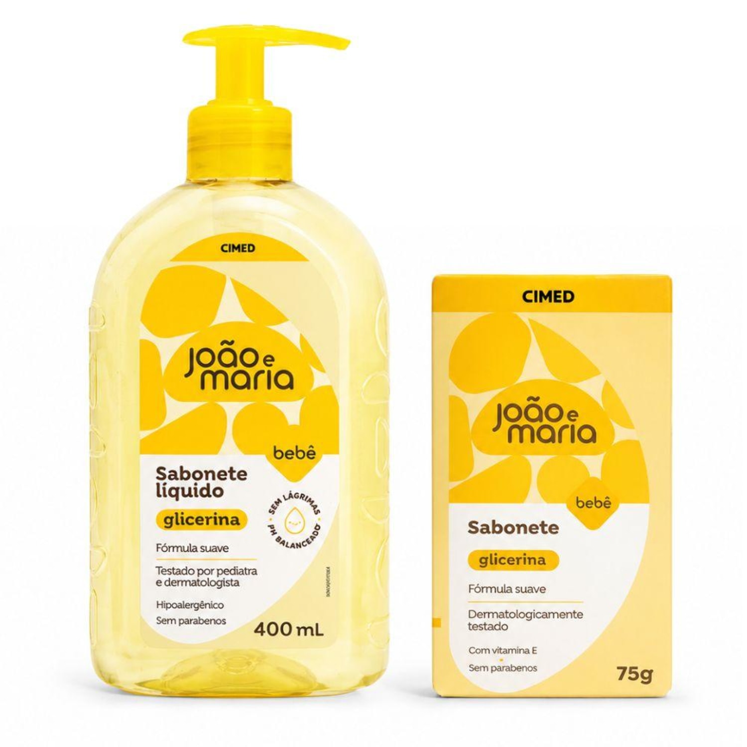 Kit Cimed João e Maria Baby Glicerina: Sabonete Líquido 400ml e Sabonete Em Barra 75g