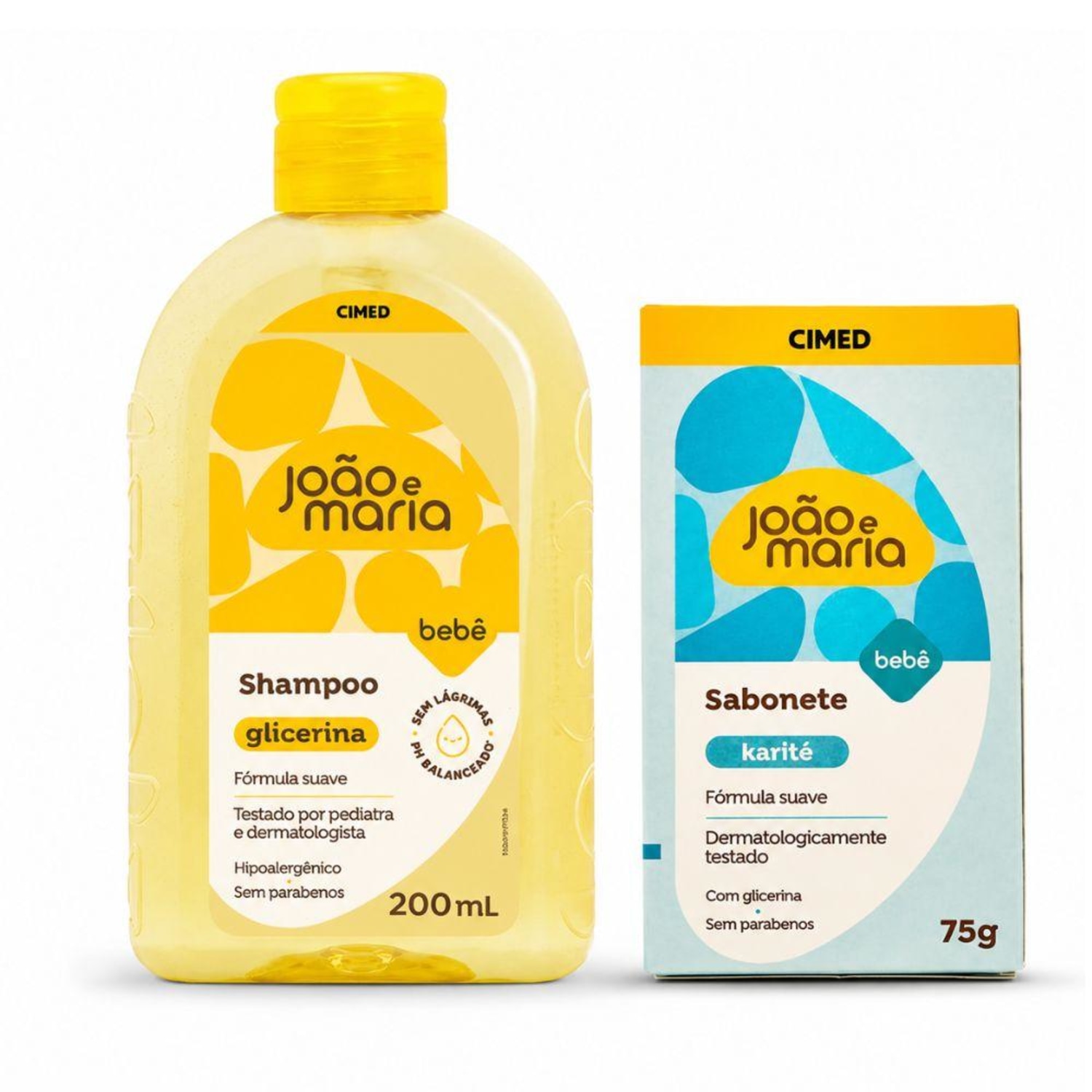 Kit Cimed João e Maria Baby: Shampoo 200ml e Sabonete Em Barra Karité 75g