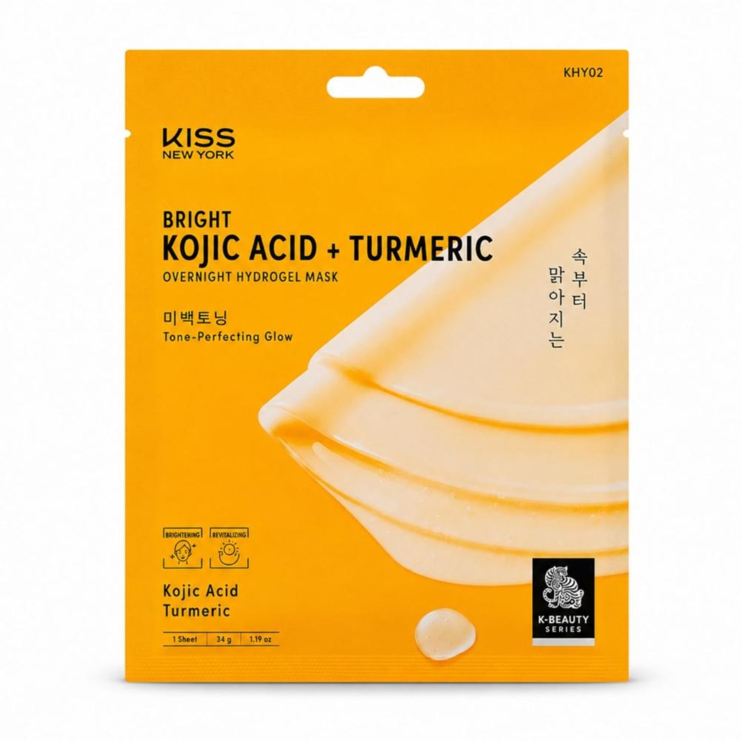 Máscara Facial De Gel Kiss New York Ácido Kójico e Açafrão Brigh Kojic Acid + Turmeric Overnight Hydrogel Mask