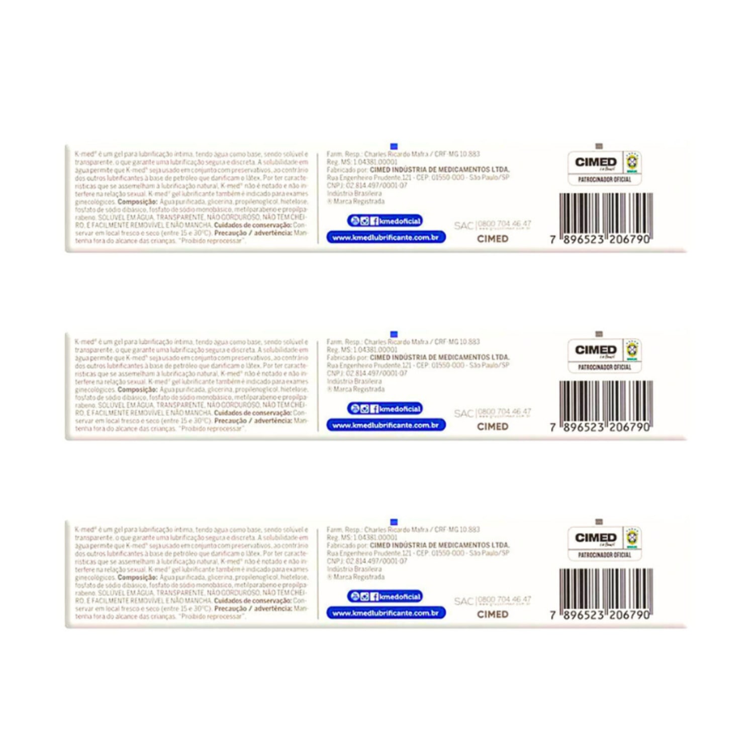Kit Cimed K-Med Neutro Gel Lubrificante Íntimo (3 Unidades)