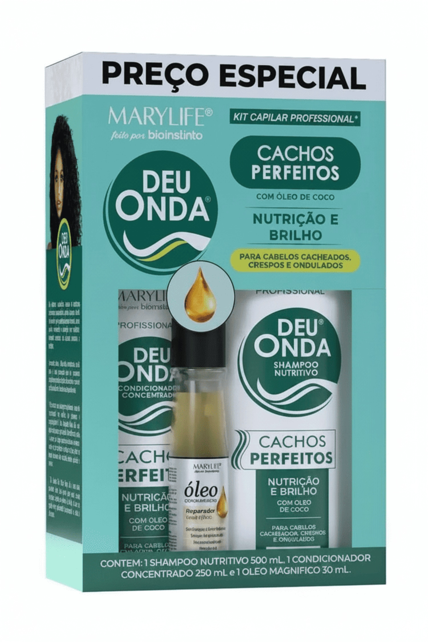 KIT CAPILAR PROFISSIONAL DEU ONDA CACHOS PERFEITOS 3 ITENS - MARY LIFE