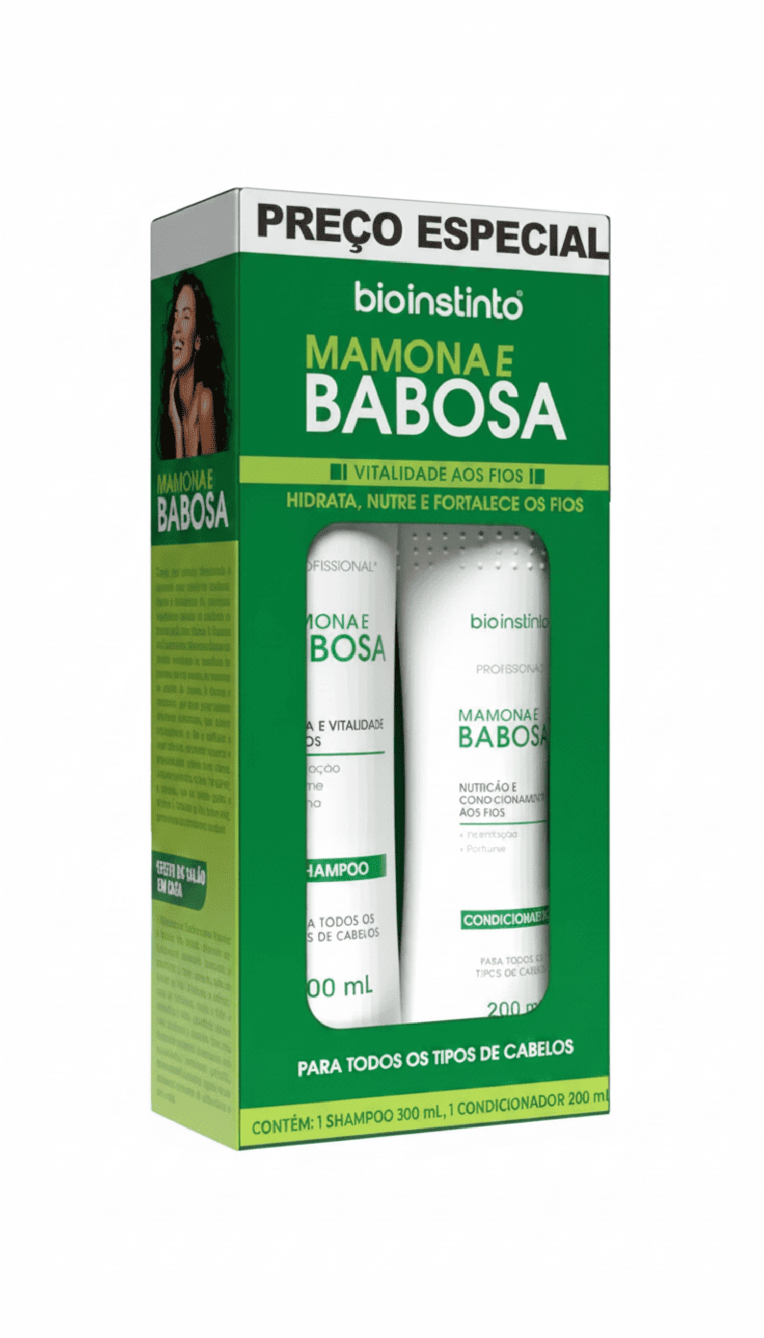 KIT CAPILAR MAMONA E BABOSA SHAMPOO E CONDICIONADOR - BIO INSTINTO