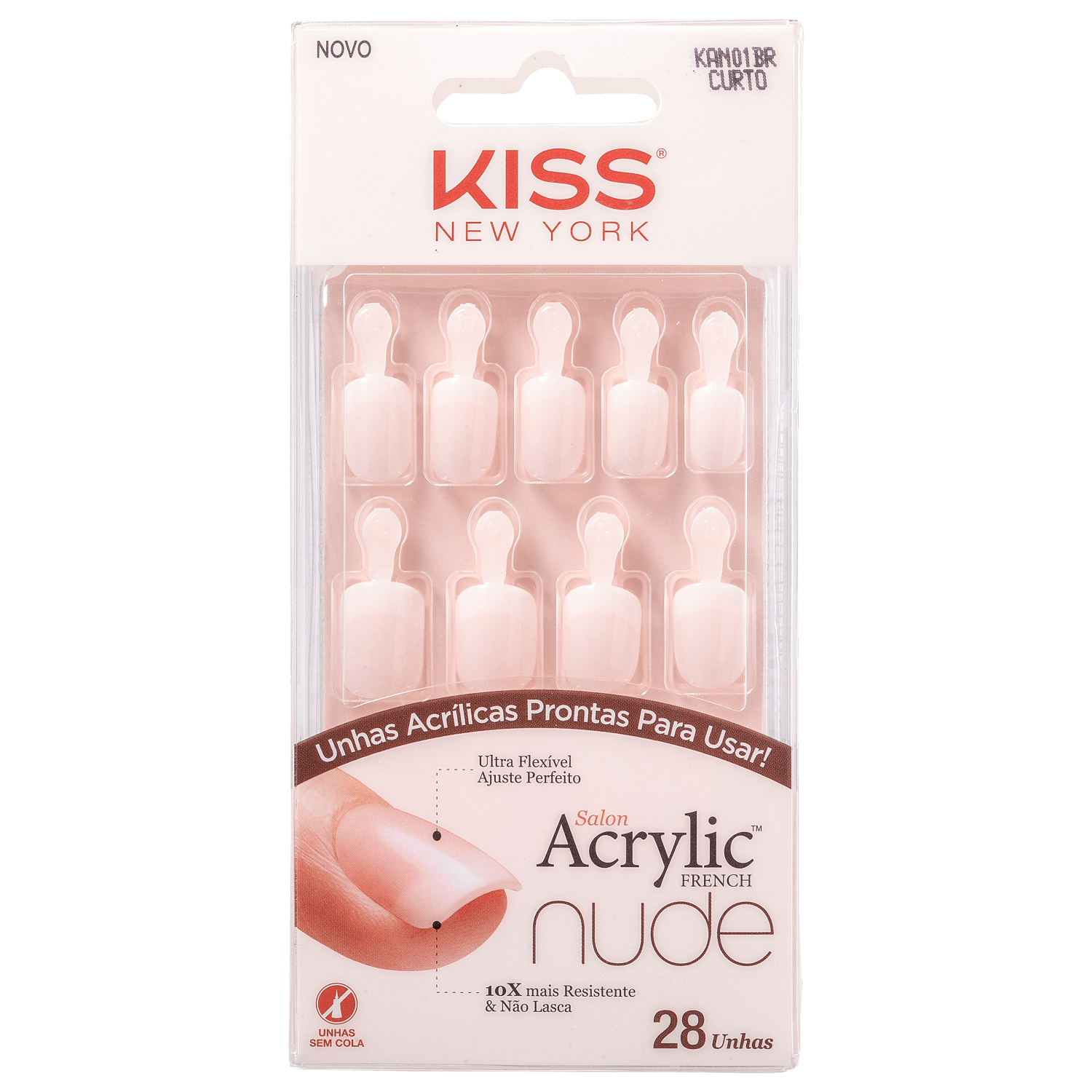 Kiss New York Acrylic French Nude Breathtalking - Unhas Postiças 