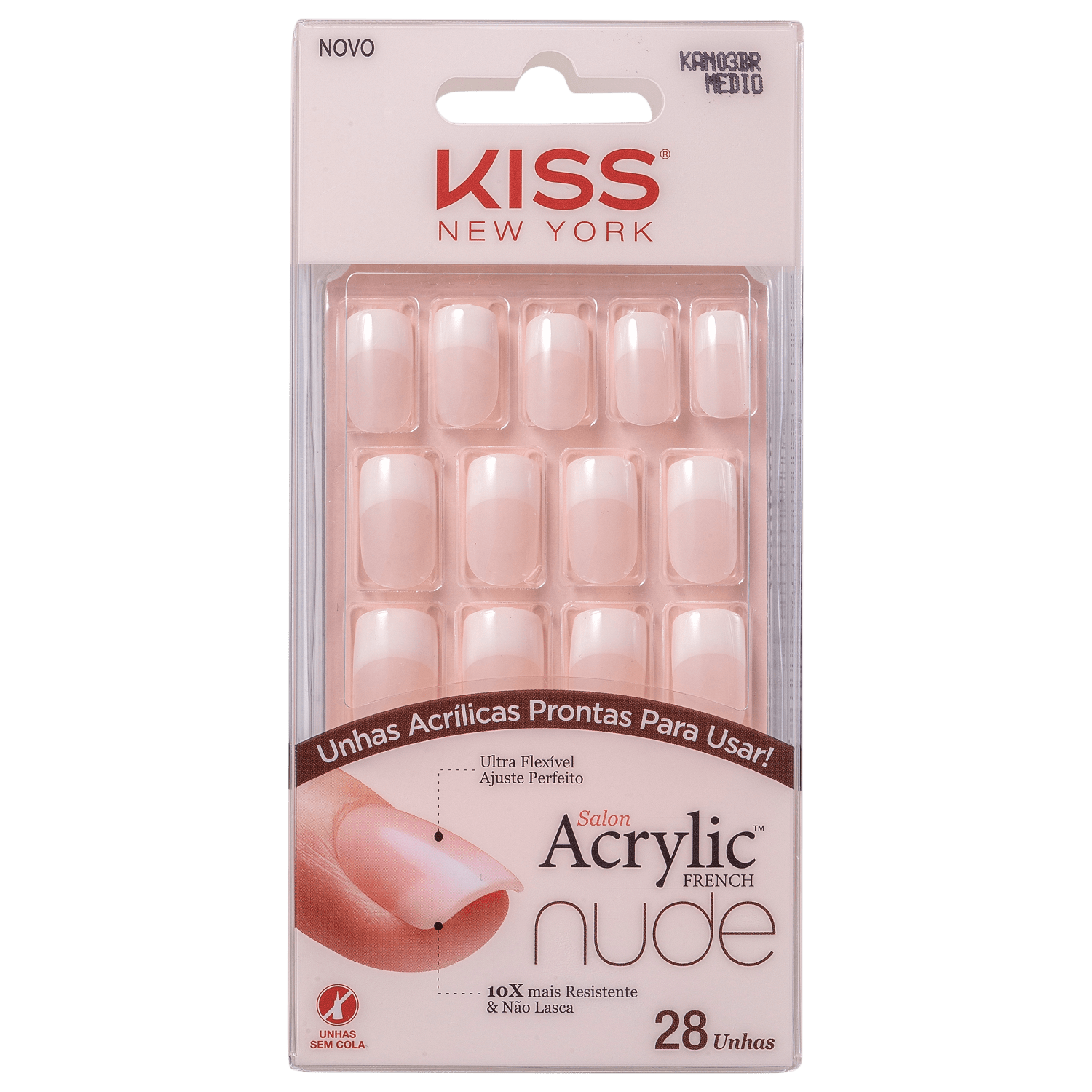 Kiss New York Acrylic French Nude Cashemere - Unhas Postiças