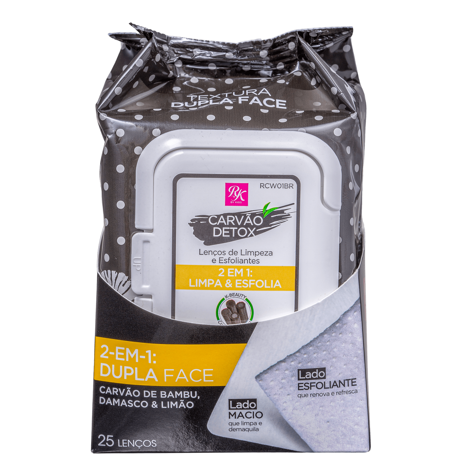 Ruby Kisses Carvão Detox - Lenço de Limpeza Esfoliante 130g