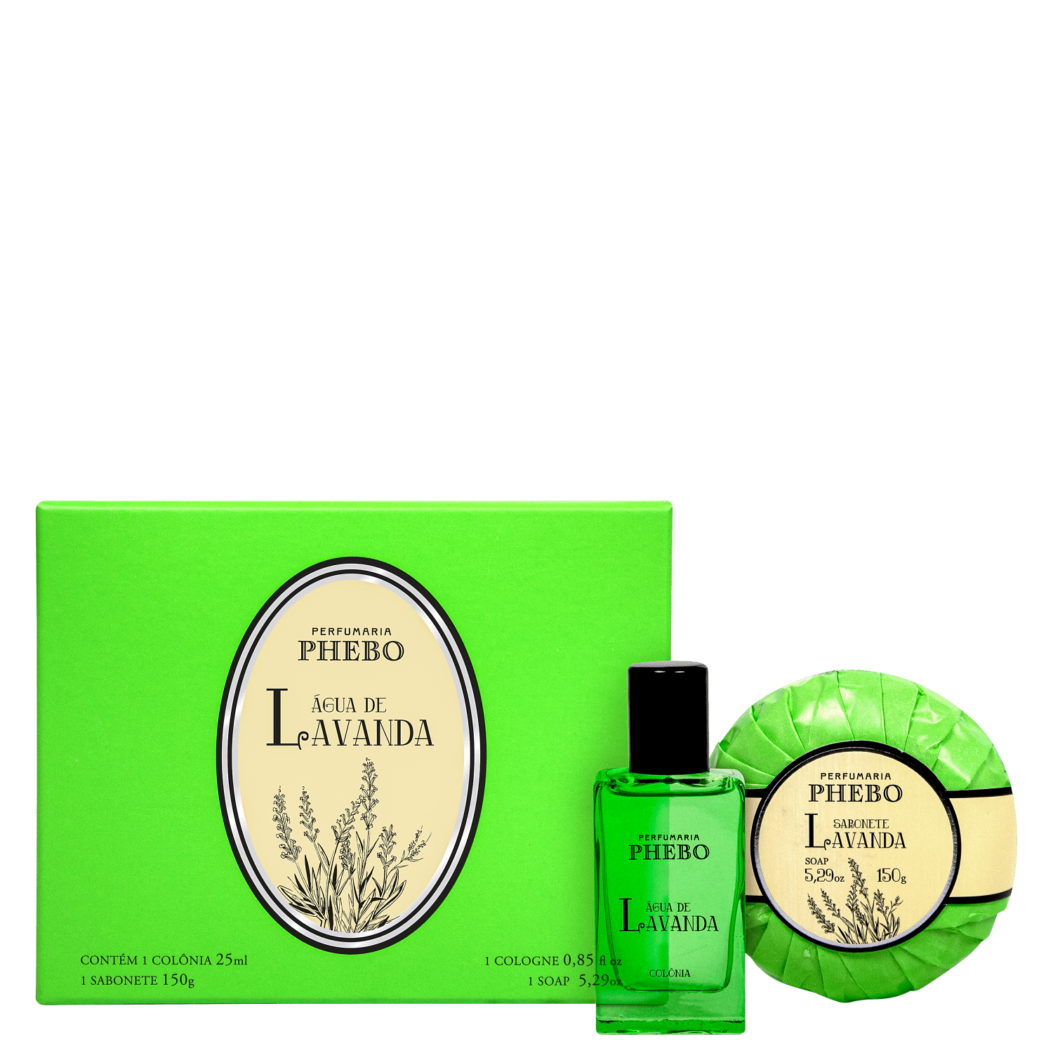 Kit Phebo Água de Lavanda Miniatura Colônia & Sabonete (2 Produtos)