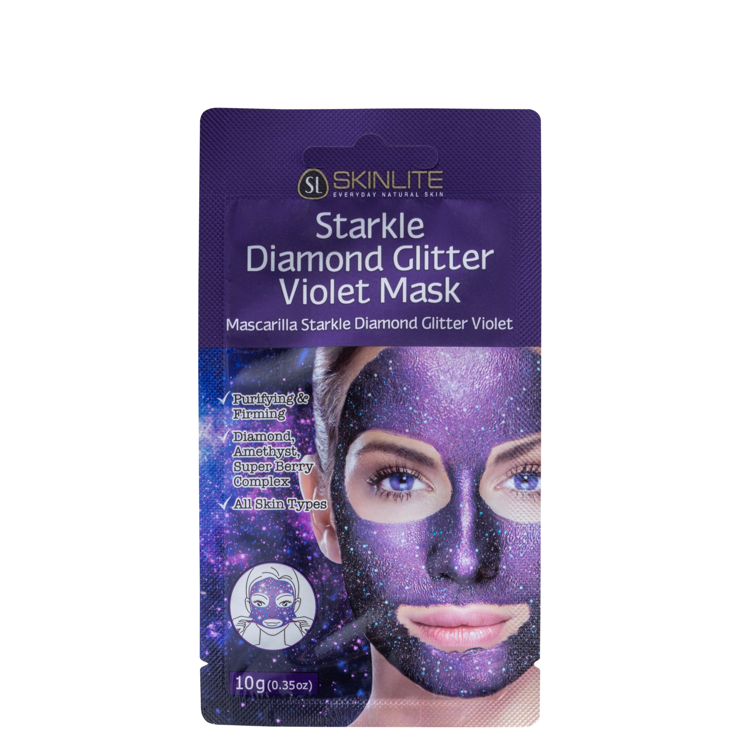 Skinlite Starkle de Diamante com Glitter Violeta - Máscara Facial 10g 