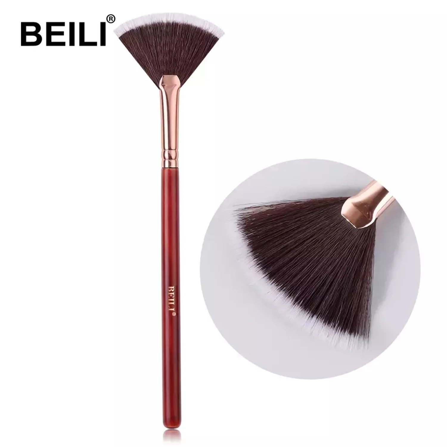 Pincéis de Maquiagem Vermelhos BEILI Pó, Blush, Sobrancelha RF33