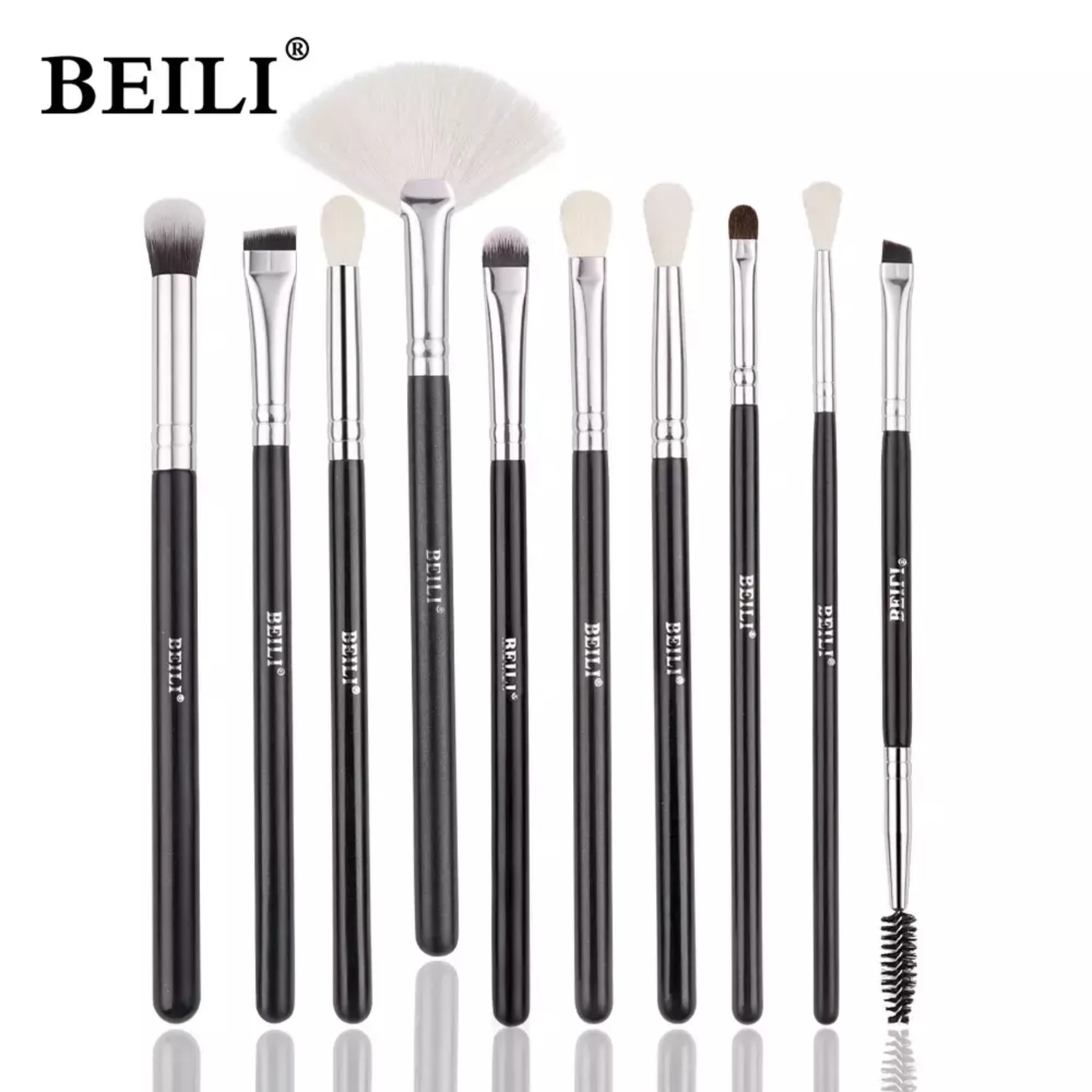 KIT Pincéis de Maquiagem Profissional BEILI Blush e Sombra E-10PCS