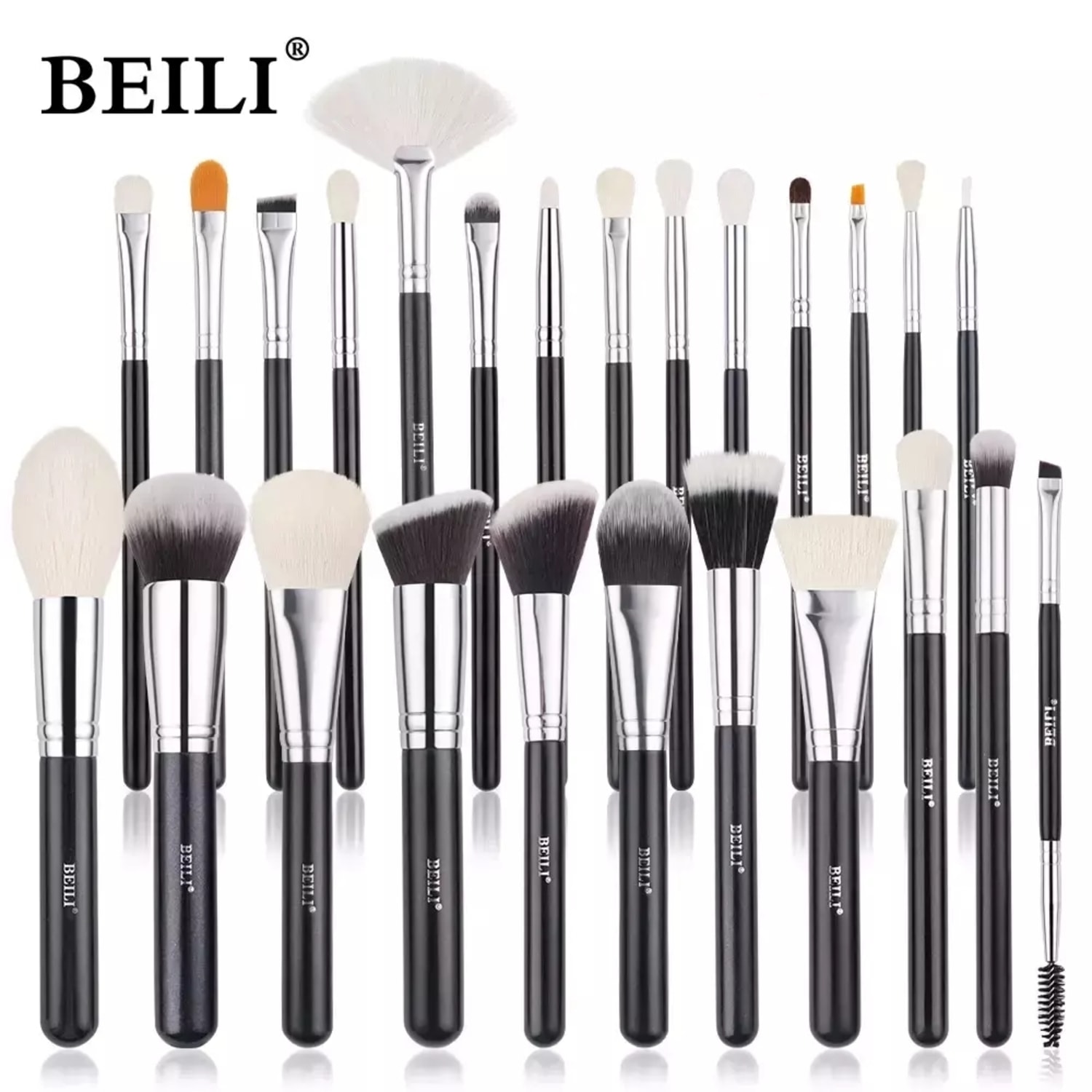 KIT Pincéis de Maquiagem Profissional BEILI Blush e Sombra S02-25PCS