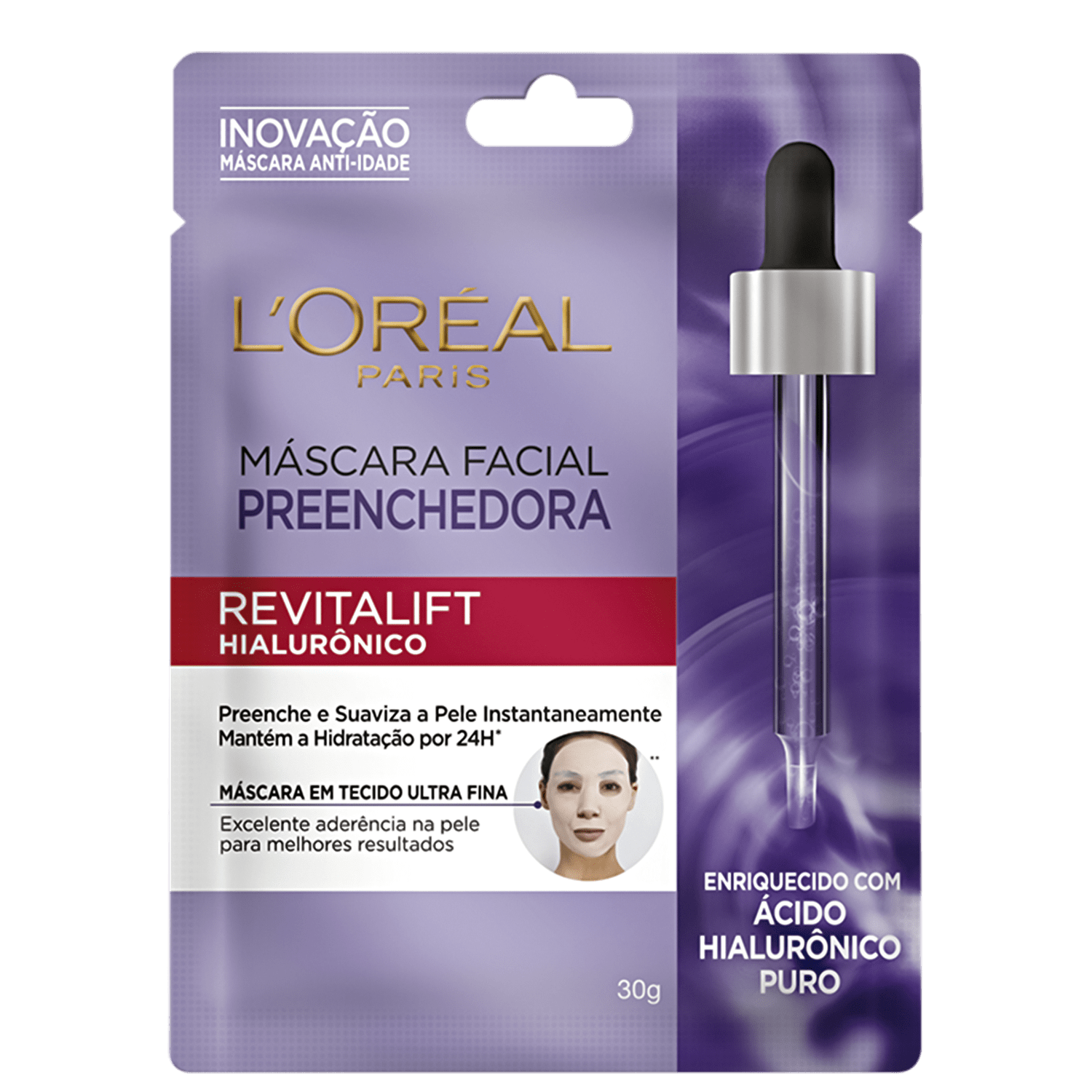 L'Oréal Paris Revitalift Hialurônico Preenchedora - Máscara Facial em Tecido Redutor de Linhas 30g