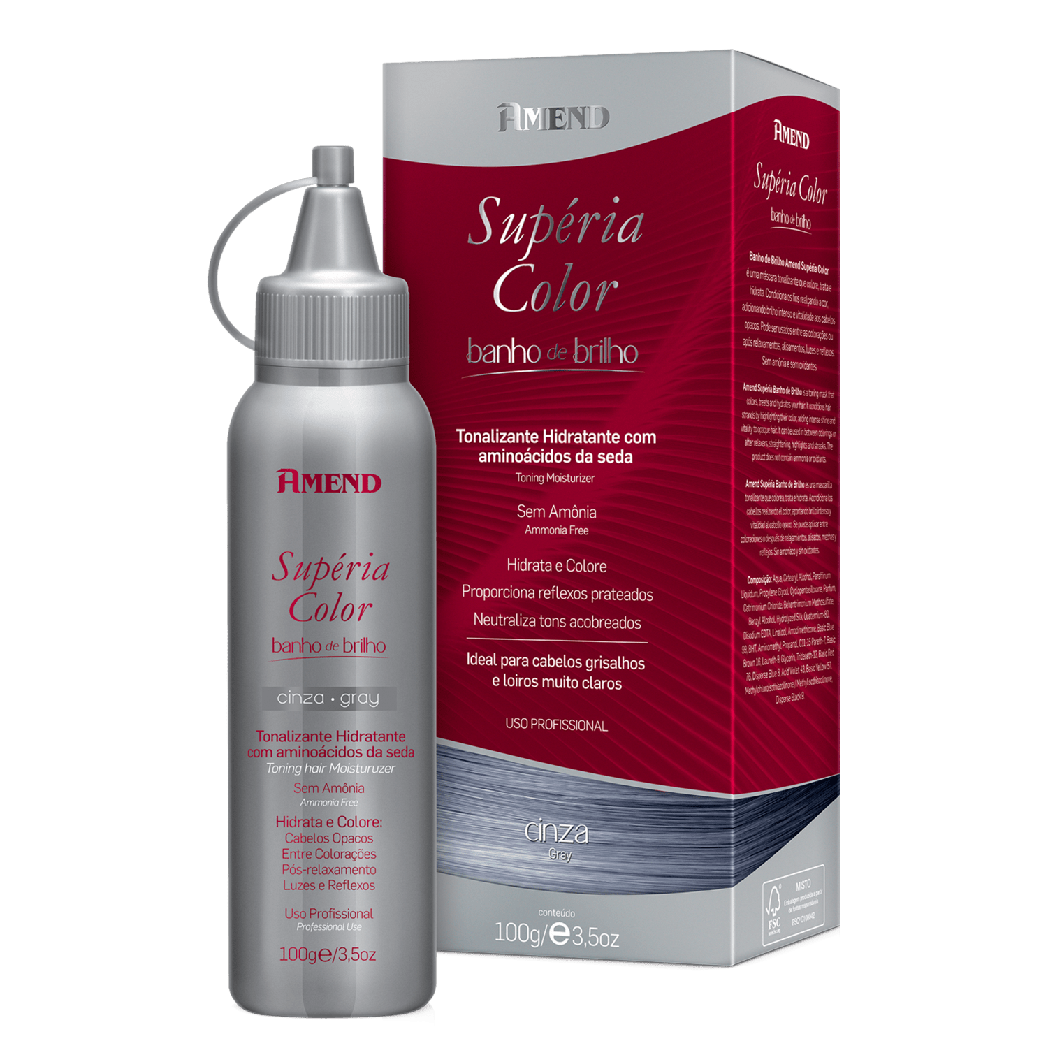 Amend Supéria Color Banho de Brilho Cinza - Máscara Tonalizante 100g