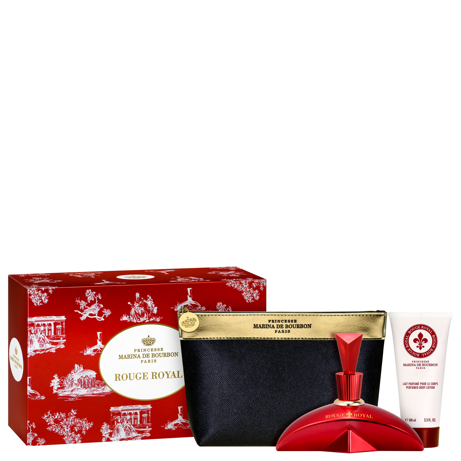 Conjunto Rouge Royal Marina de Bourbon Feminino - Eau de Parfum 100ml + Loção Corporal 150ml + Nécessaire