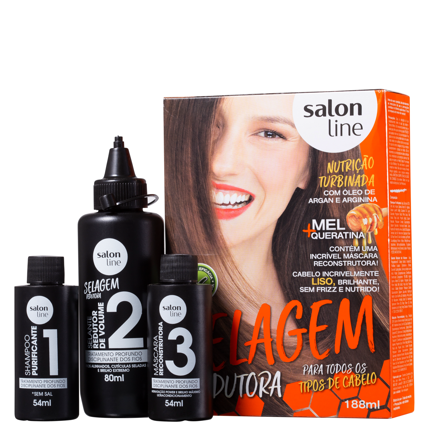 Kit Salon Line Selagem Redutora Todos os Tipos de Cabelo (3 Produtos)