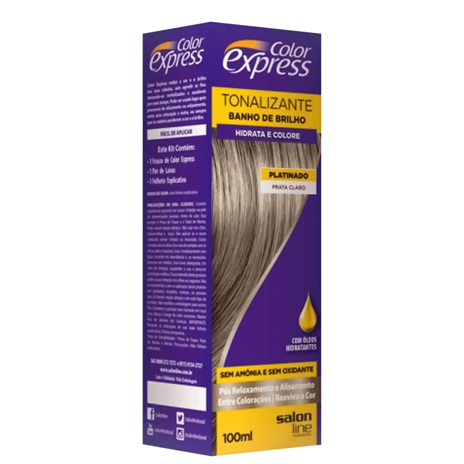 Kit Salon Line Color Express Platinado Prata Claro - Tonalizante